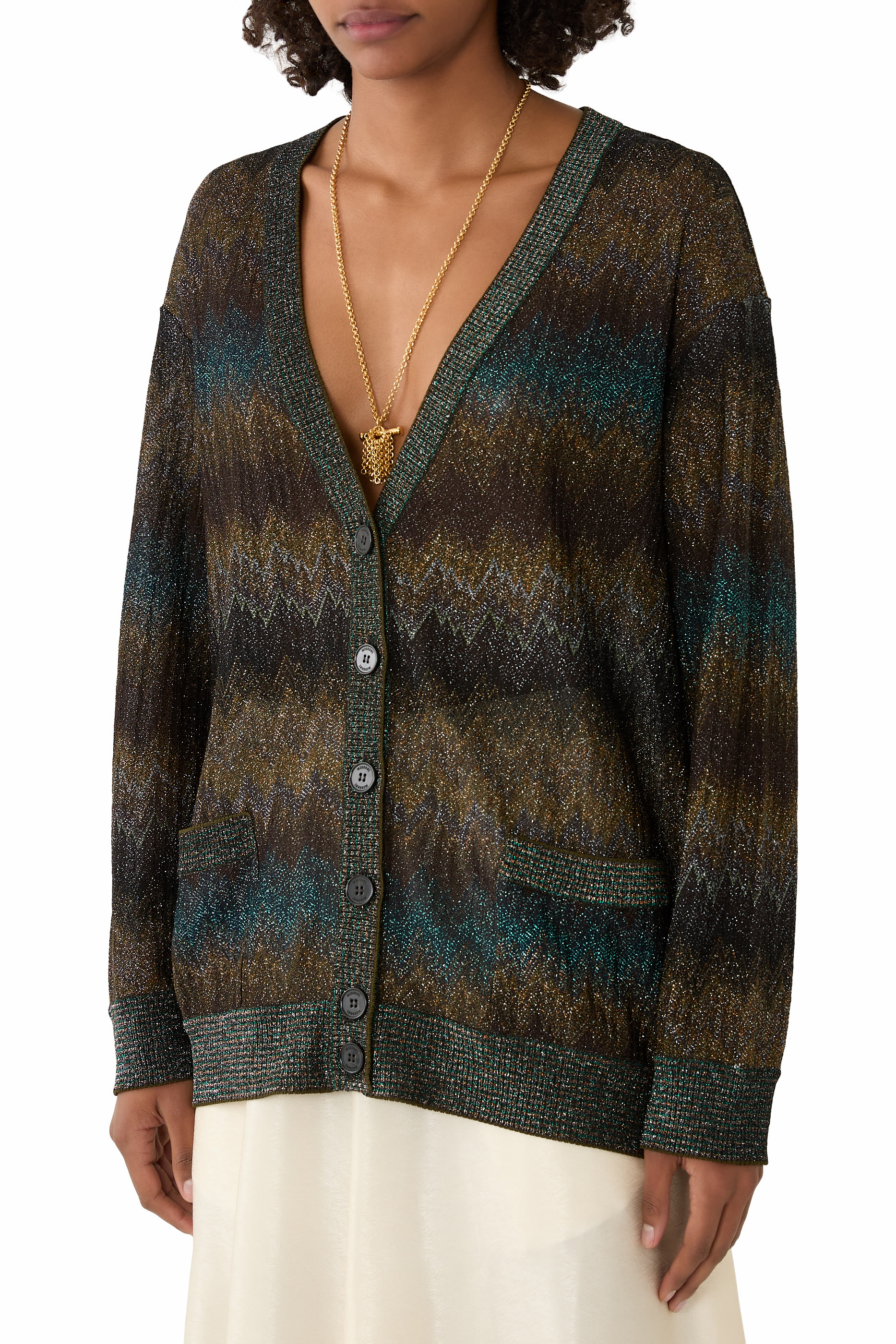 Snake-Pattern Oversized Cardigan 