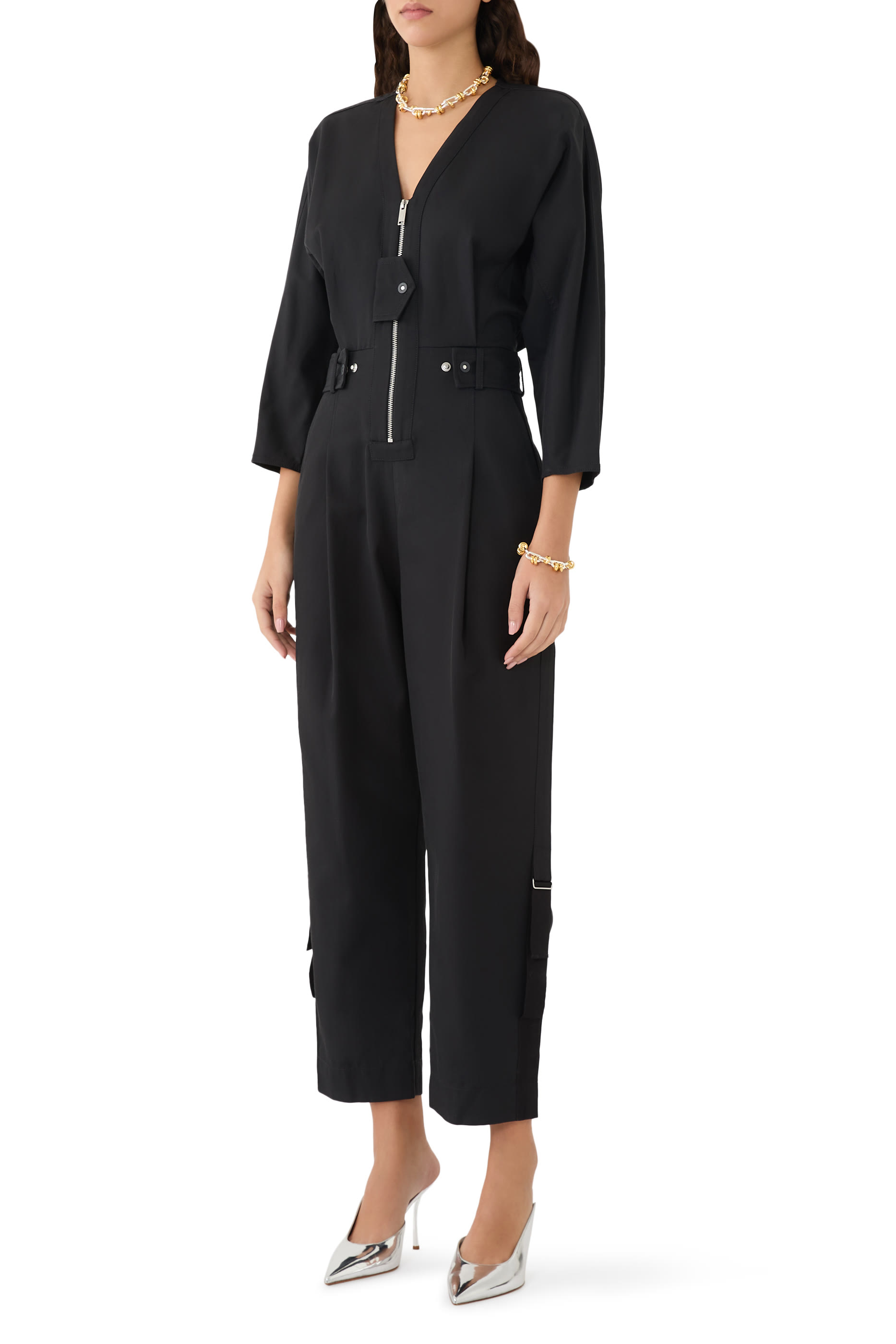 3/4 Sleeves Utility Jumpsuit