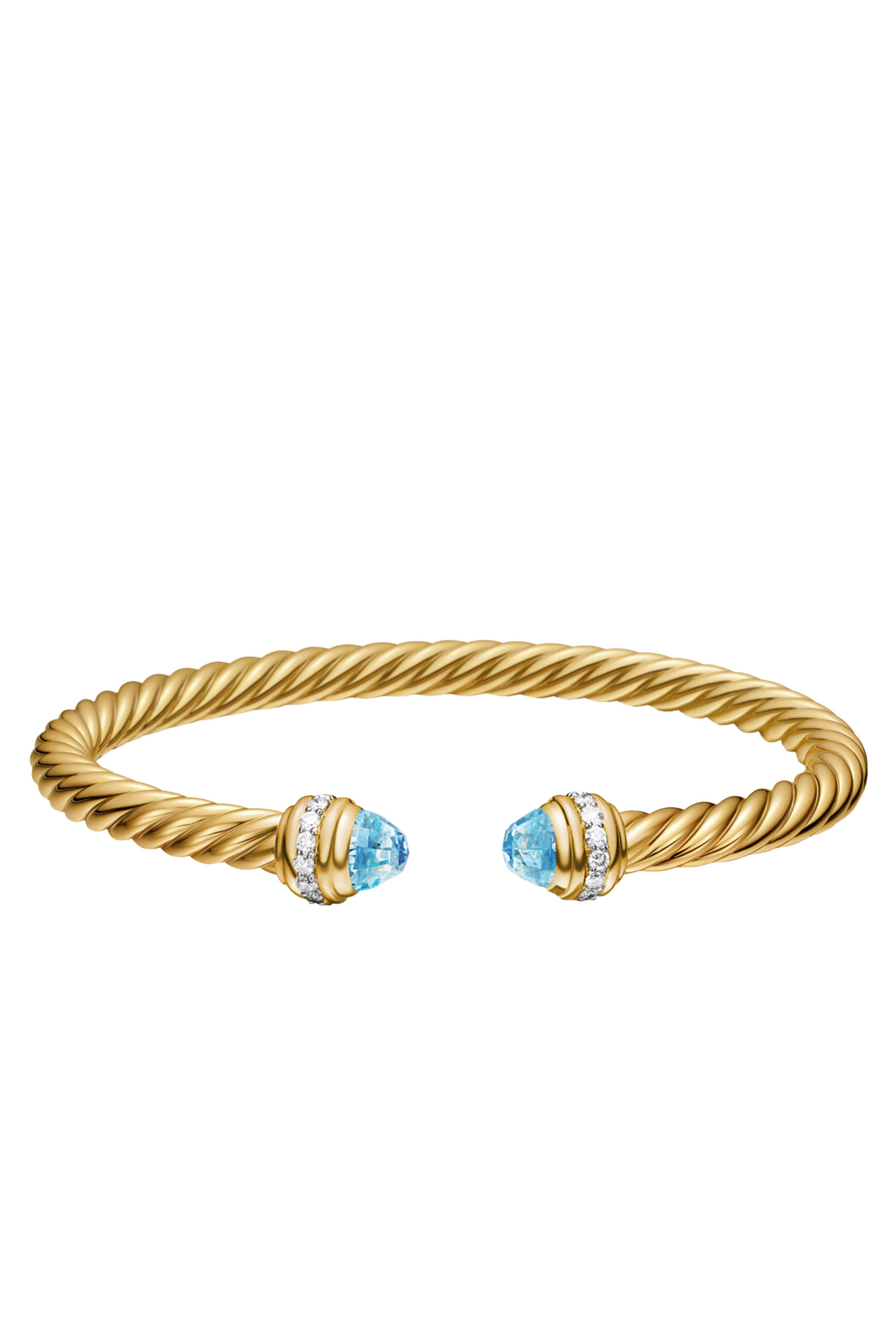  Classic Cablespira&reg; Bracelet,  18K Yellow Gold with Blue Topaz & Diamonds
