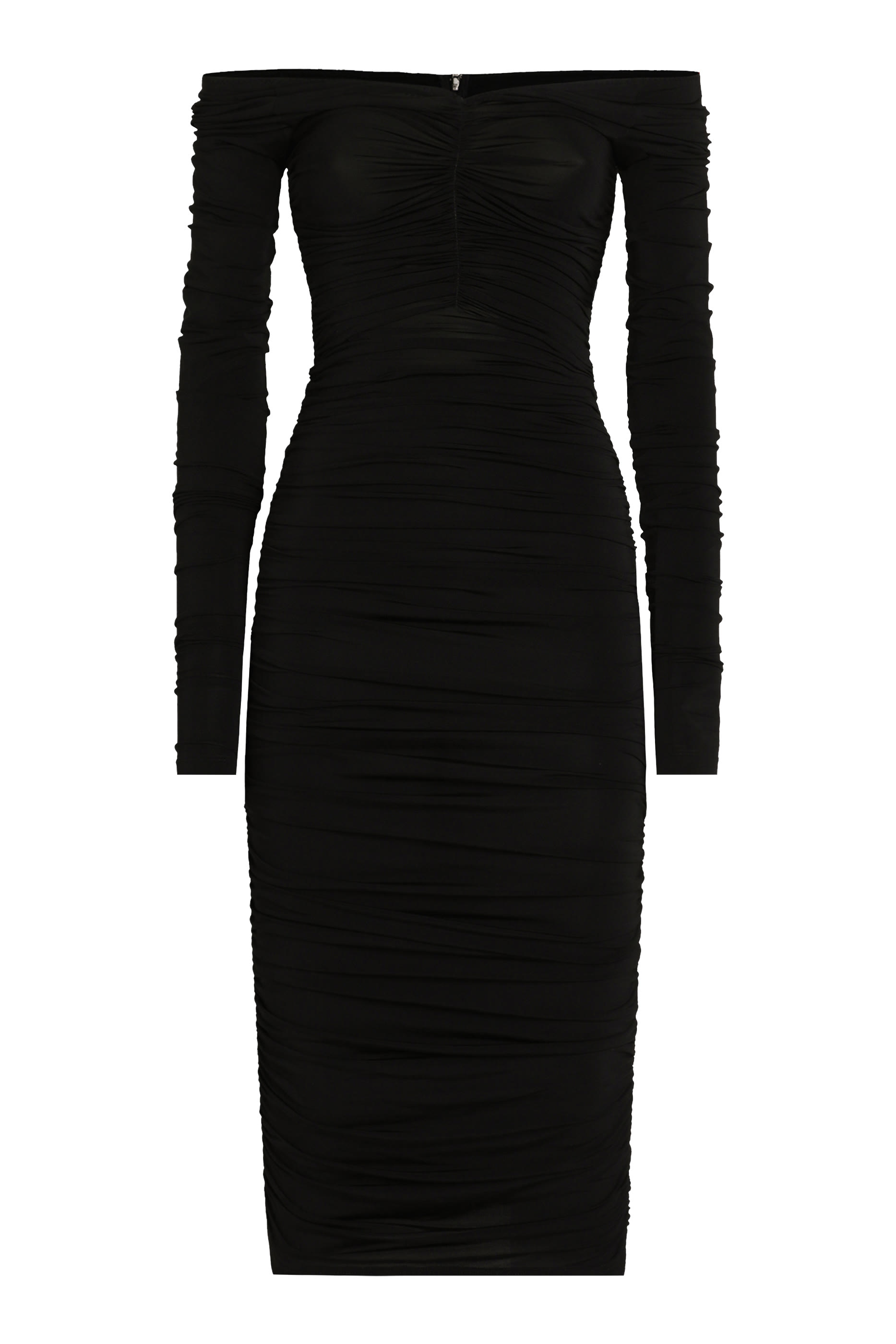 Organzine Draped Calf-Length Dress