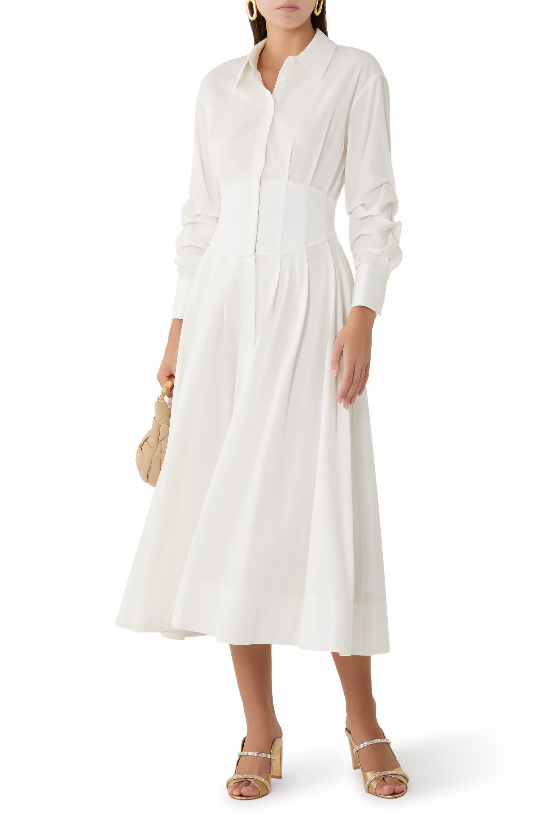 Edie Corset Button Down Midi Dress