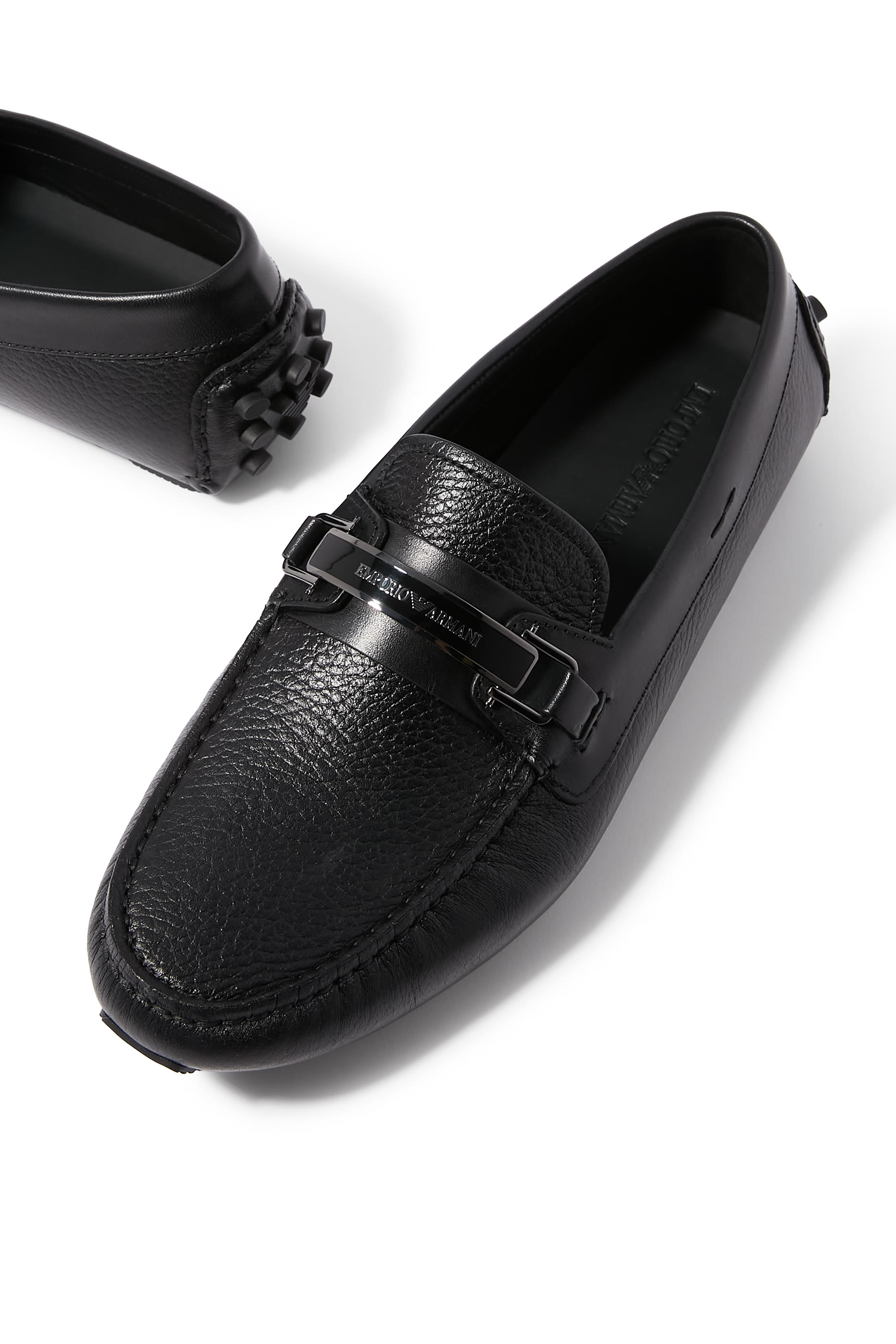 Logo Plaque Leather Loafers