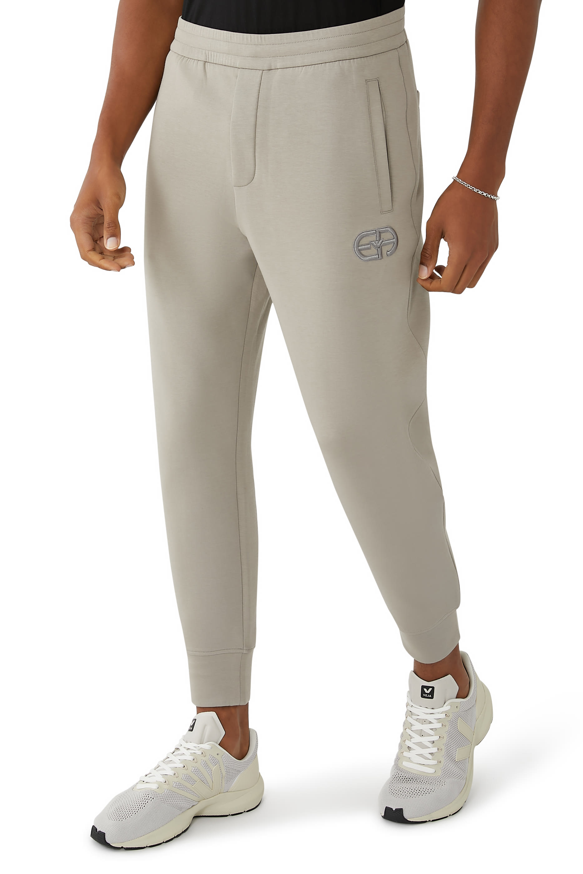 Embossed Embroidered EA Logo Double-Jersey Joggers