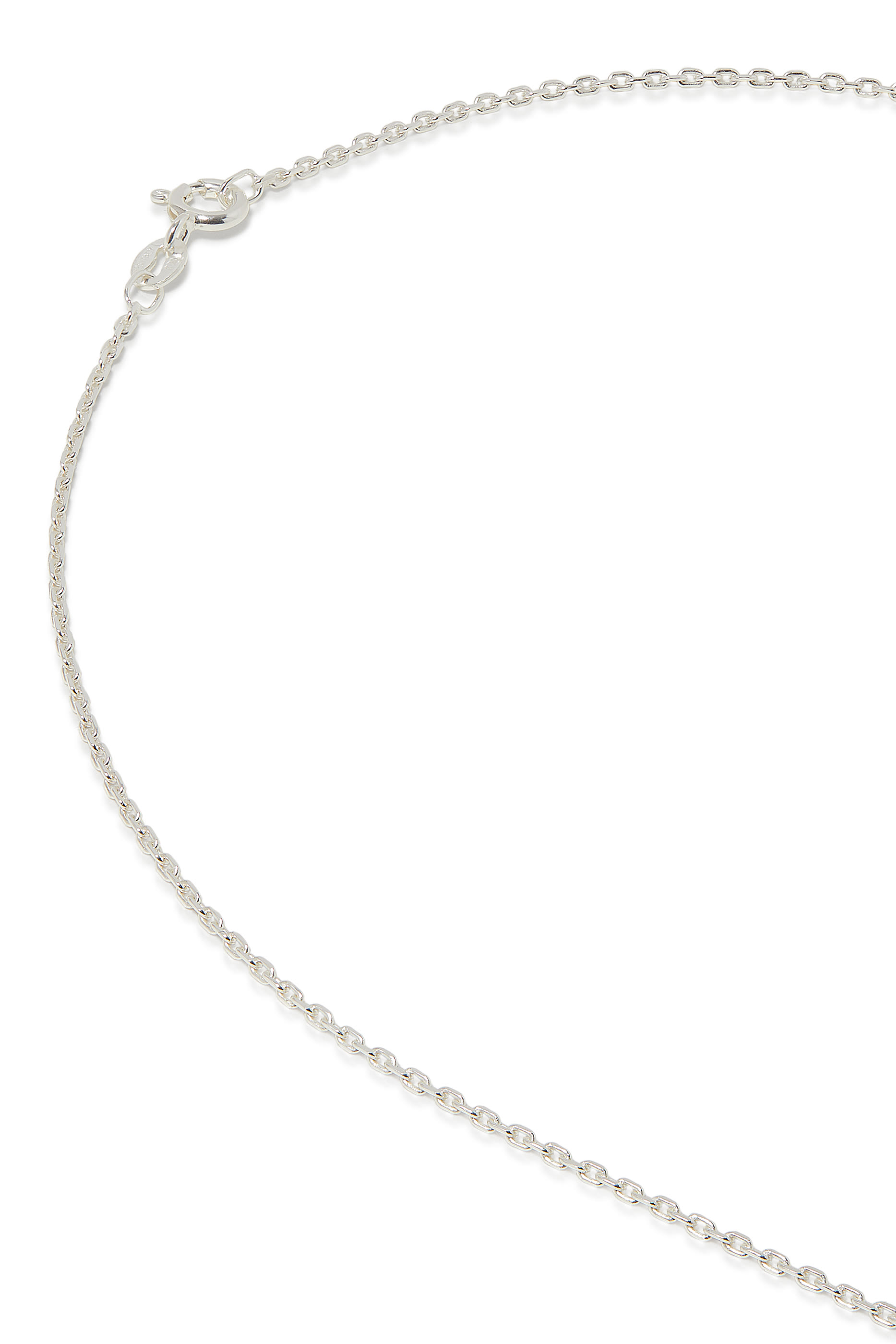 Arabic Letter "Ein" Diamond Pendant Necklace, Sterling Silver & Diamond