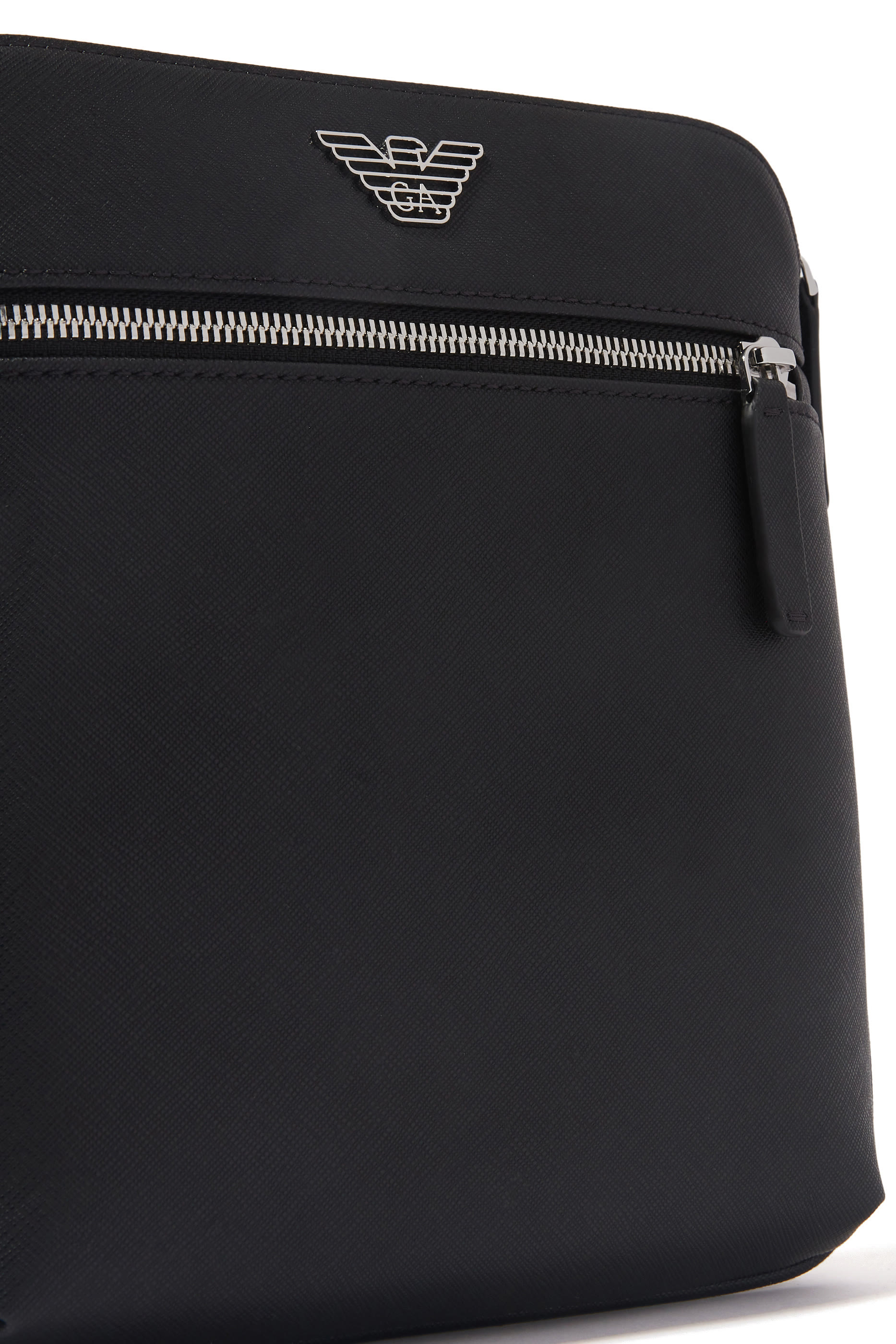  ASV Regenerated Saffiano Leather Flat Shoulder Bag with Eagle Plate