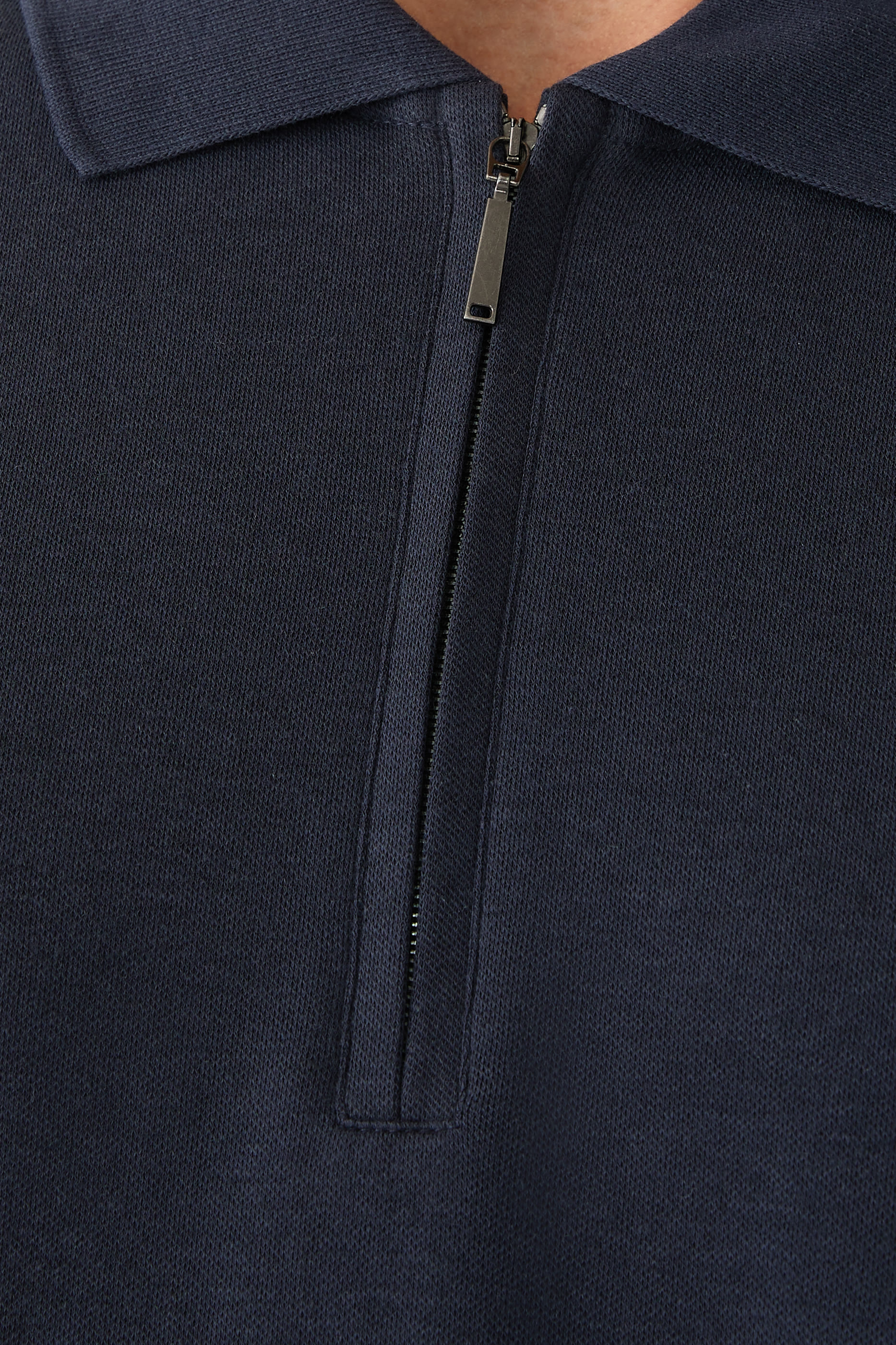 Zip-Neck Polo Shirt in Cotton and Cashmere
