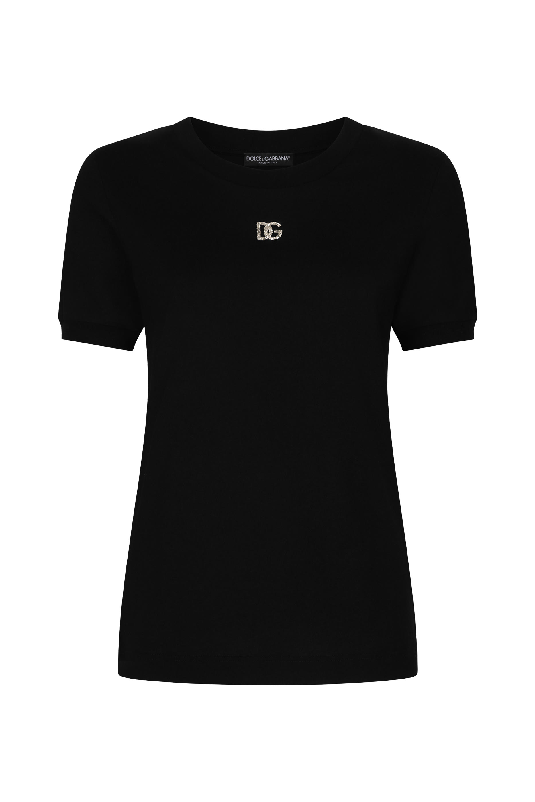 Cotton T-shirt with Crystal DG logo