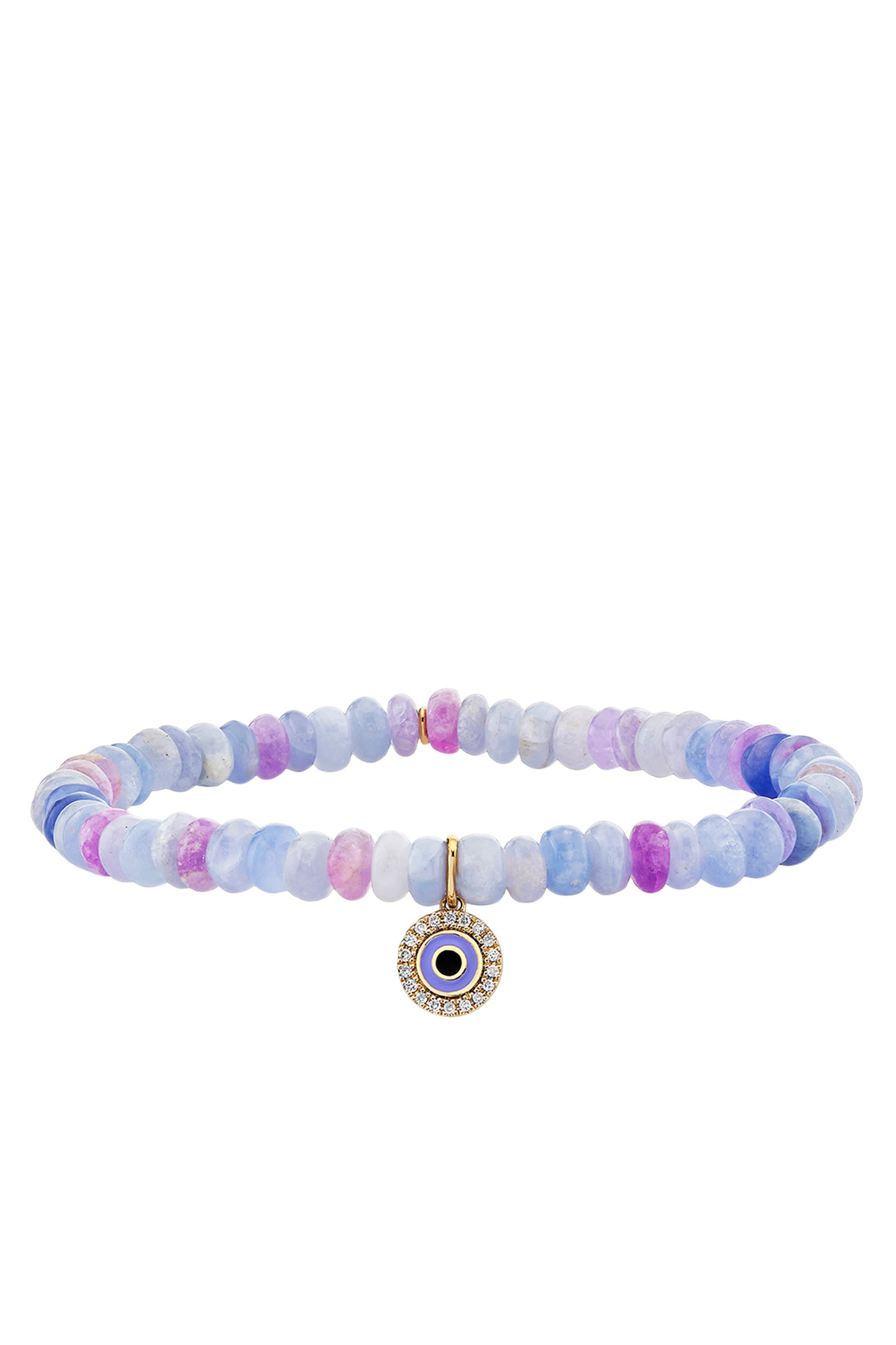 Kids Evil Eye Bracelet on Hackmanite, 14K Yellow Gold & Diamonds & Hackmanite