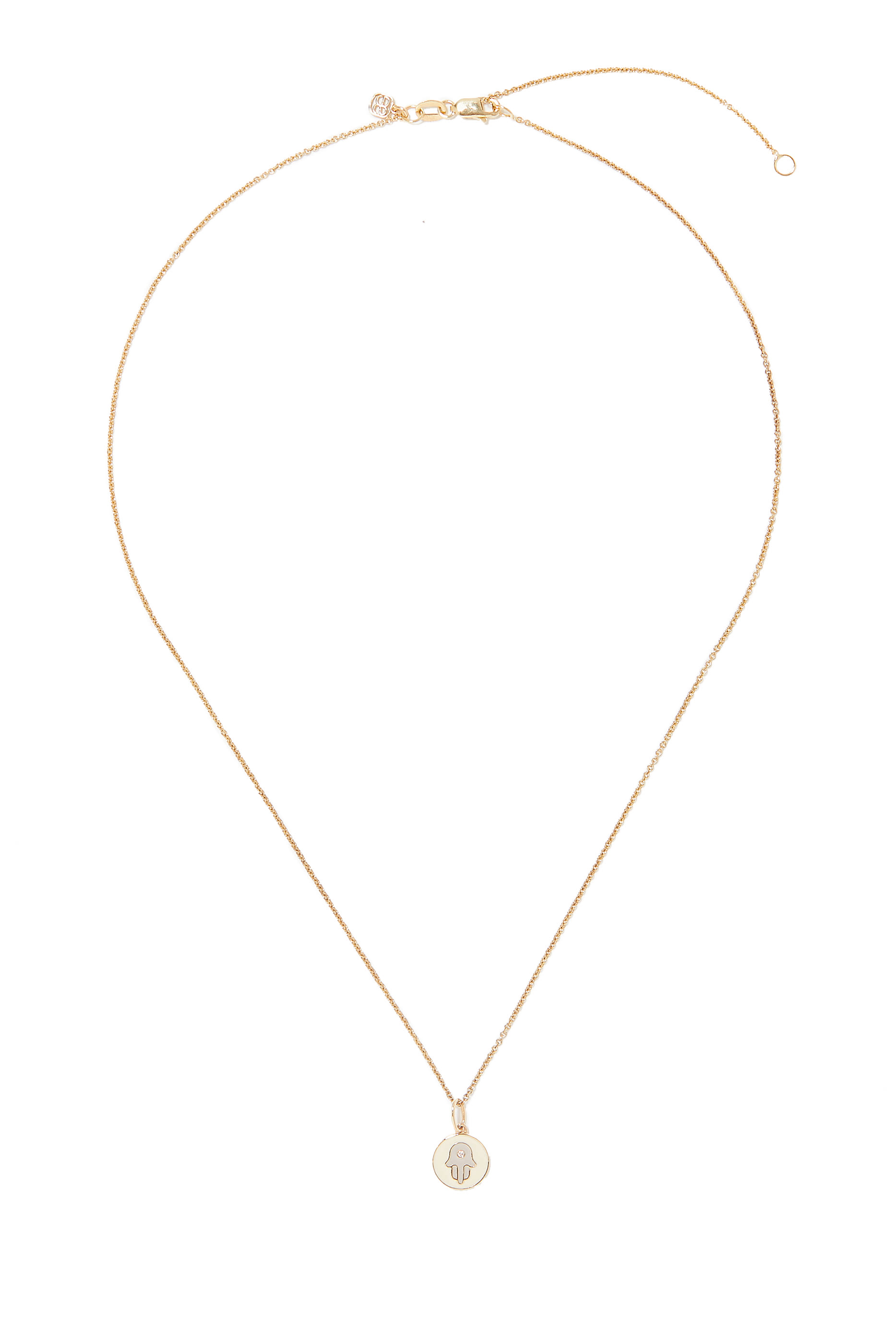 Kids Gold and Enamel Tiny Hamsa Medallion Necklace