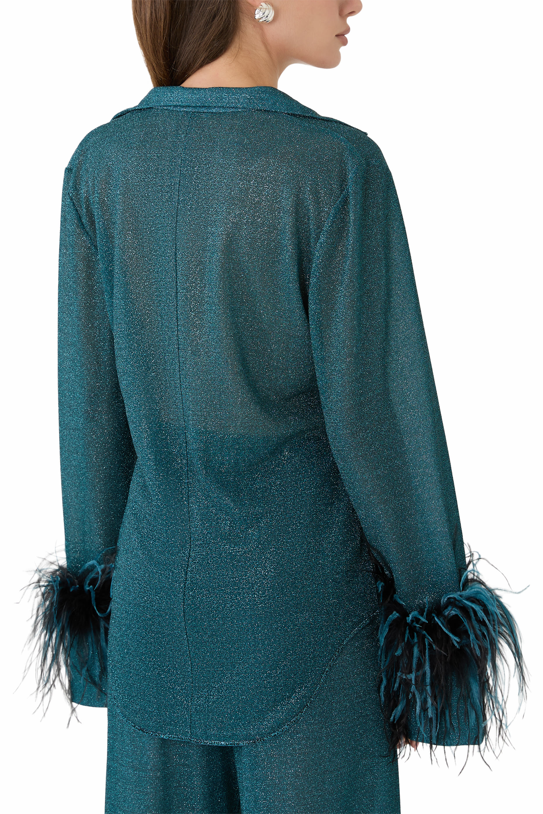 Lumiere Plumage Tie-Front Lurex Shirt