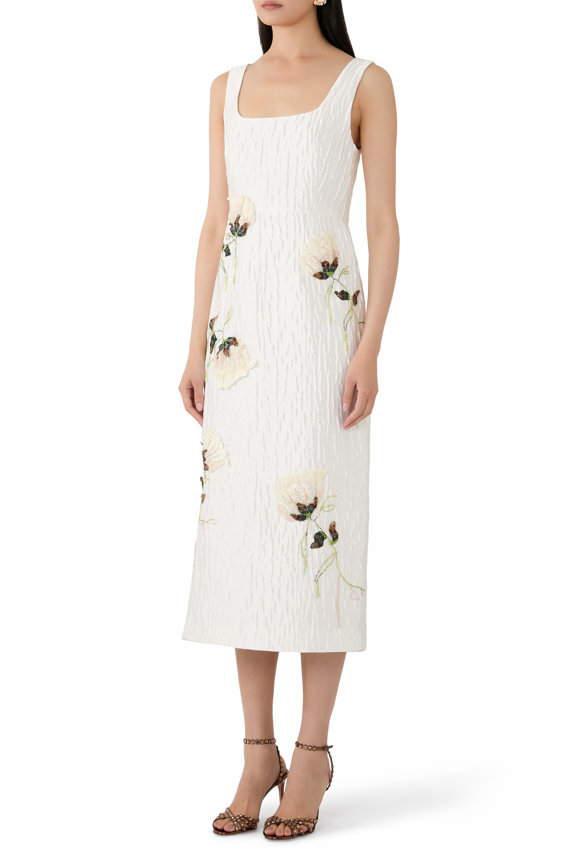 Lilibeth Floral Jacquard Midi Dress