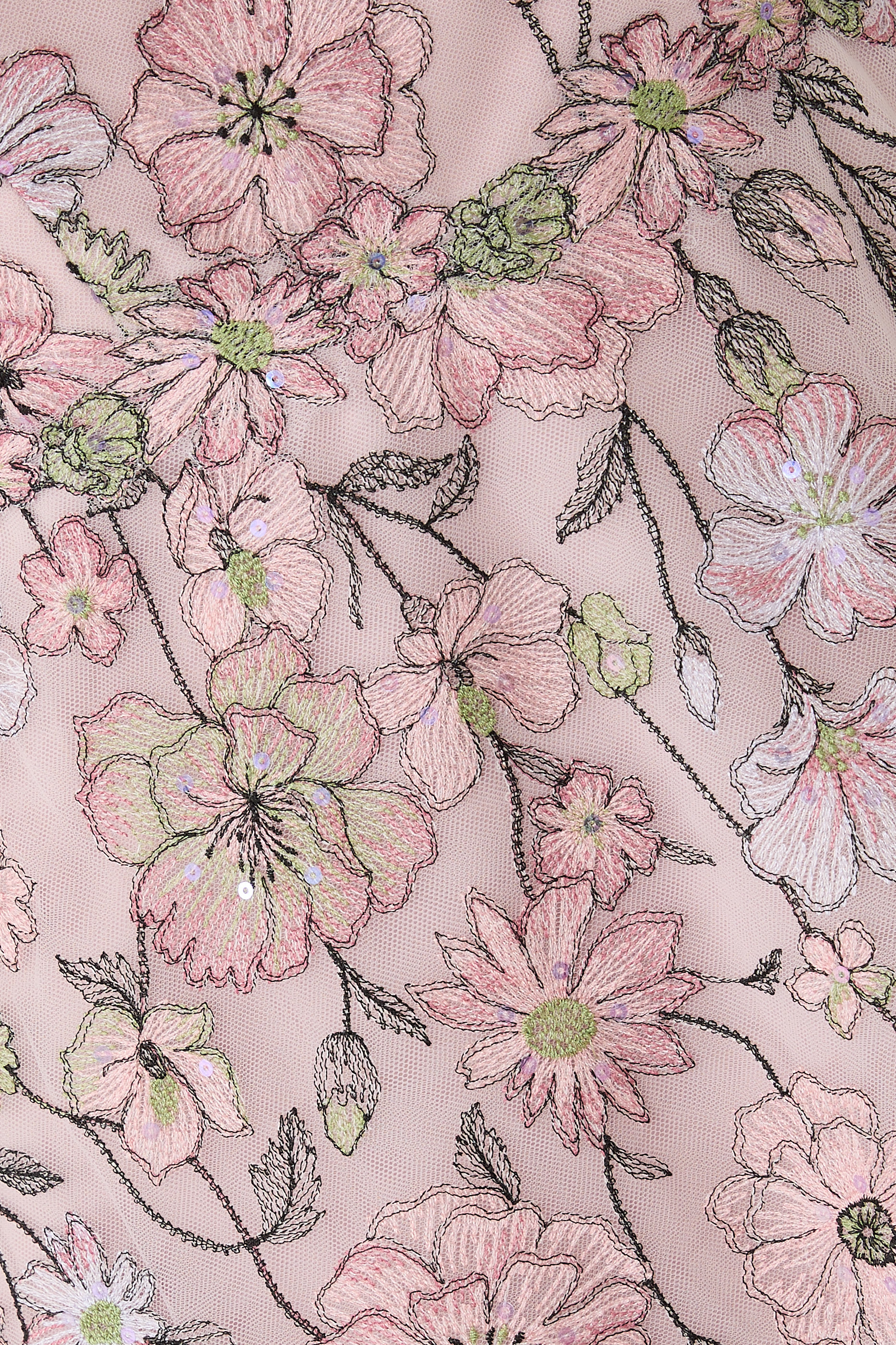 Floral Embroidered Tulle One-Shoulder Gown