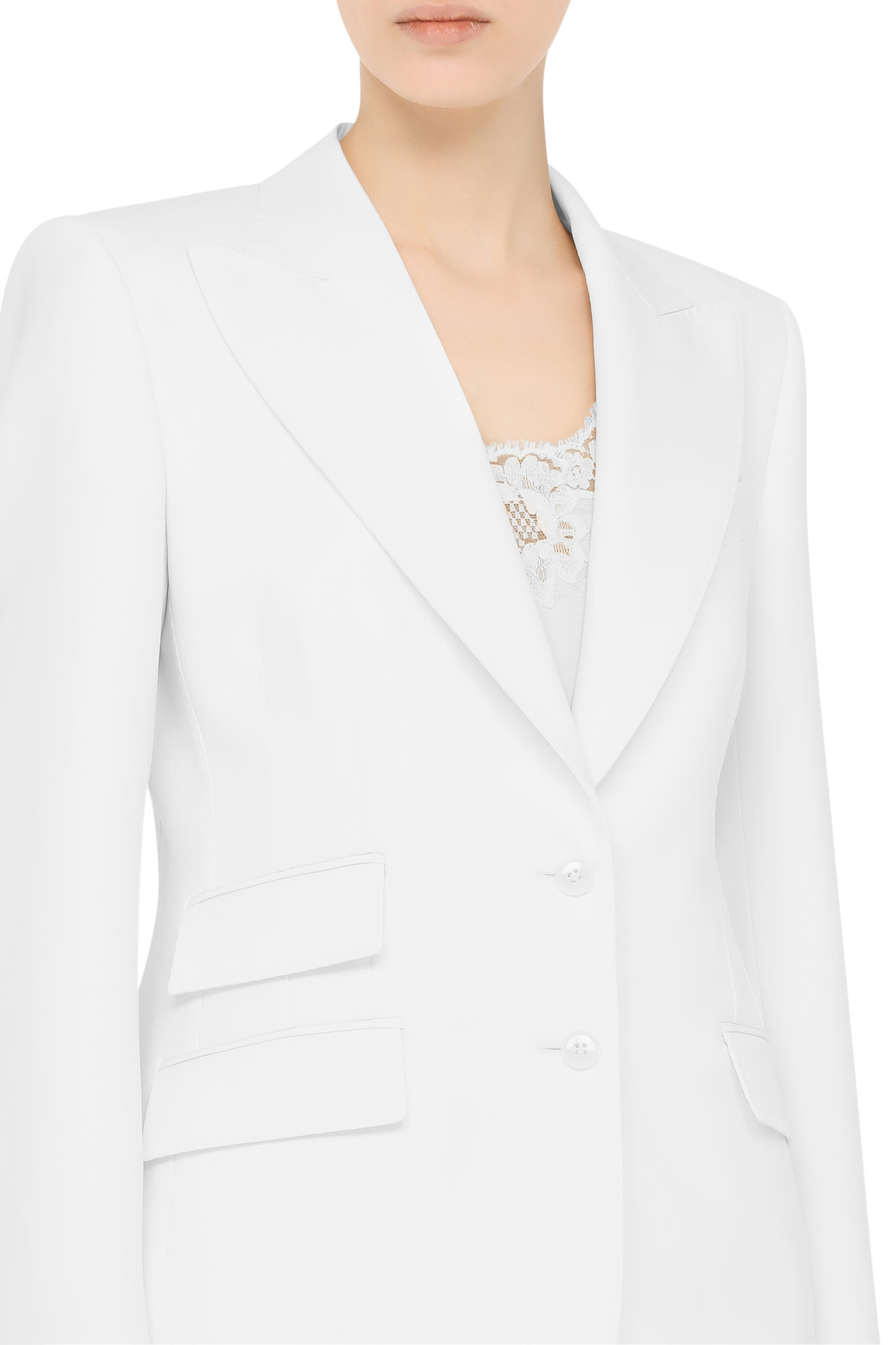 Single-Breasted Woolen Turlington Blazer