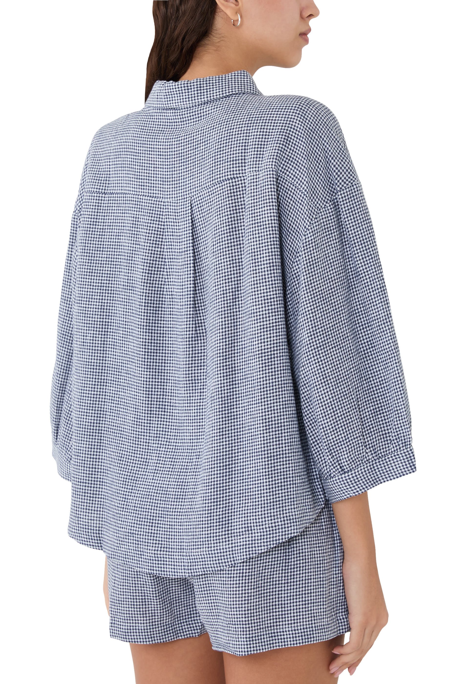 Linen Blend Relaxed Quarter Sleeve Top 