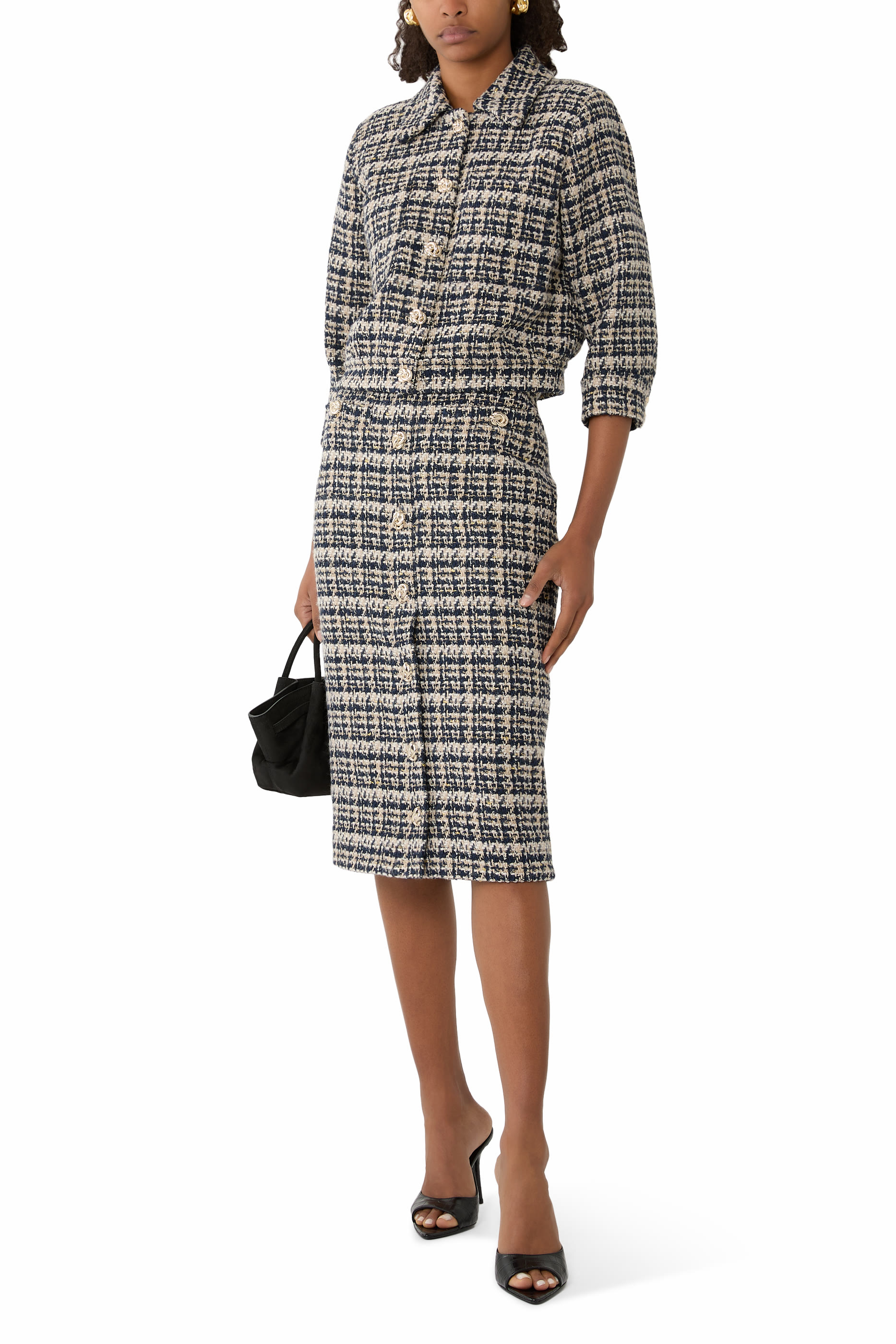 Tai Tweed Midi Skirt