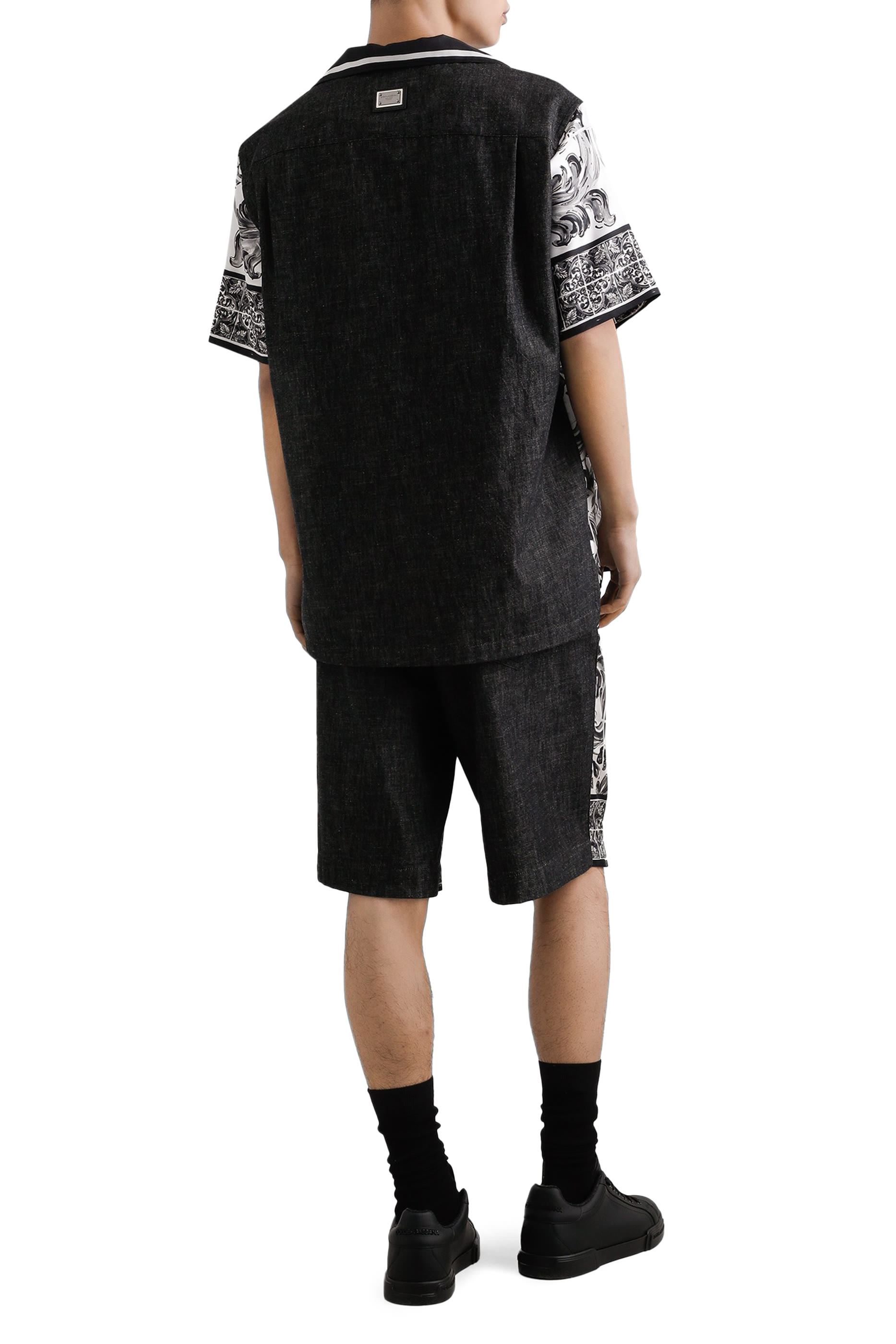 Printed Silk and Cotton Denim Shirt