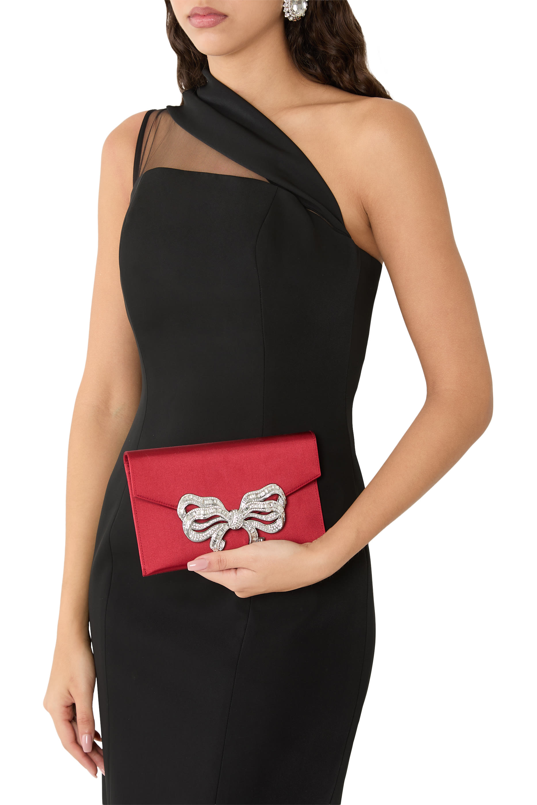 Satin Bow Envelope Clutch