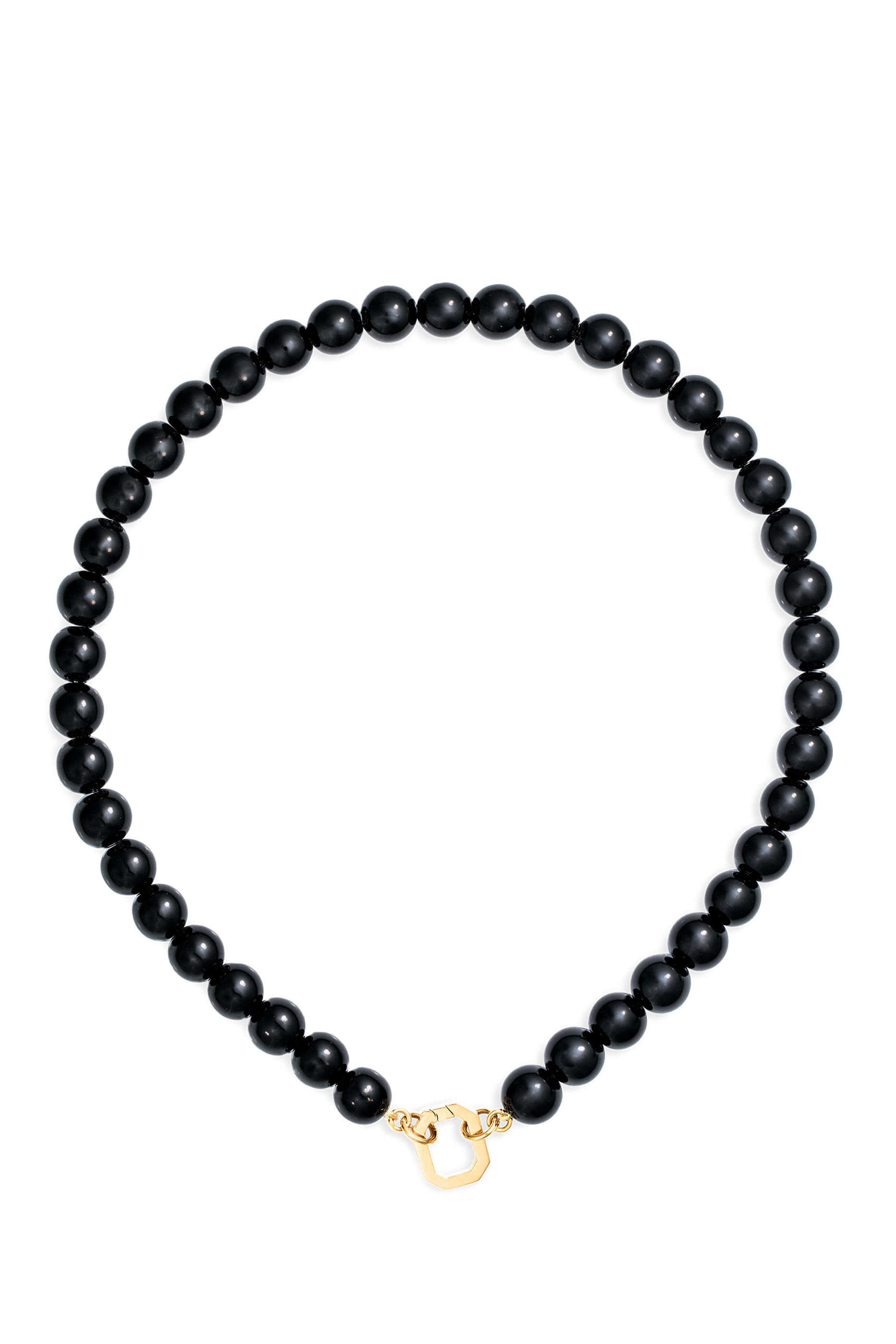  Onyx Beaded Necklace, 18K Yellow Gold