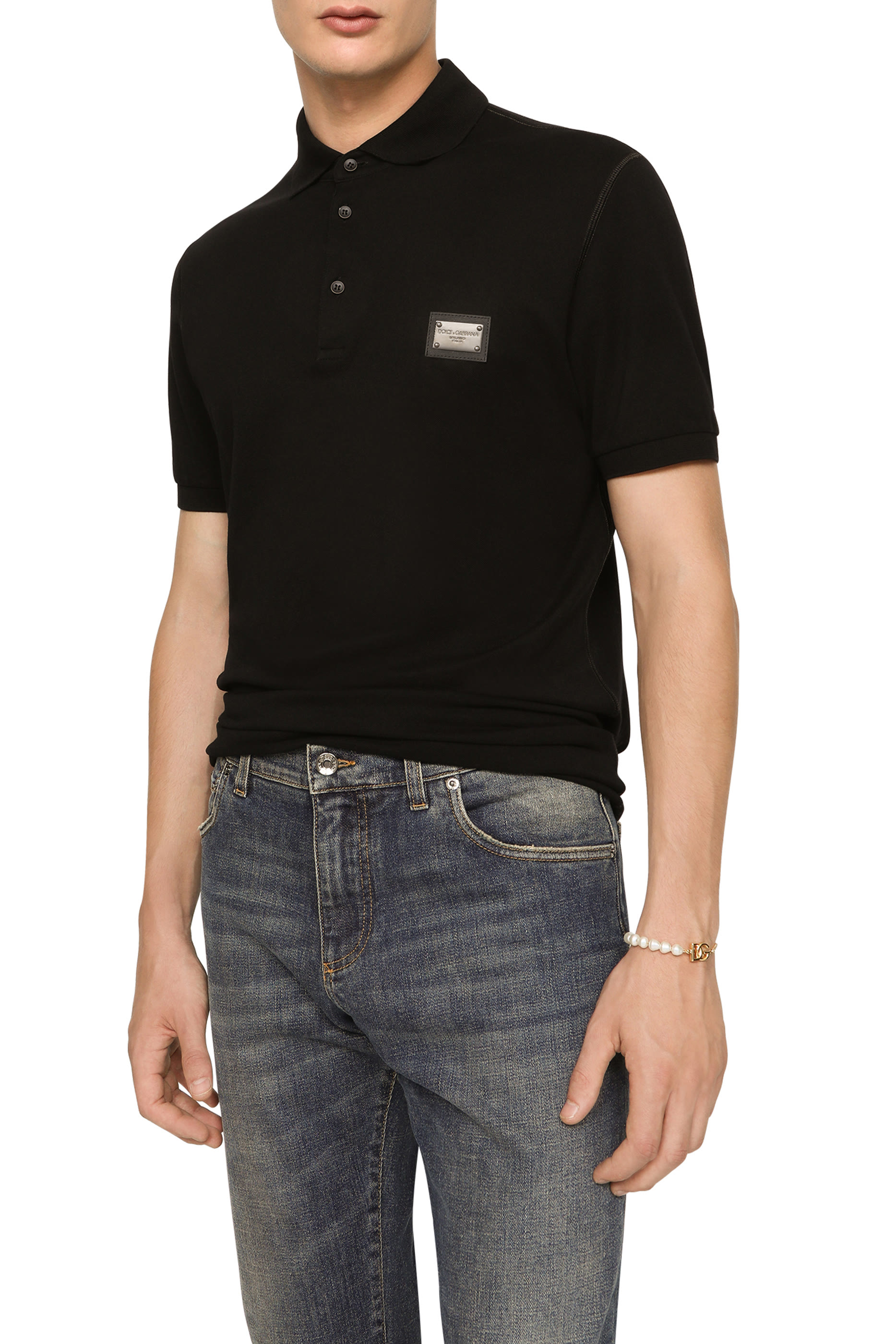 Cotton Piqu&eacute; Polo-Shirt with Branded Tag