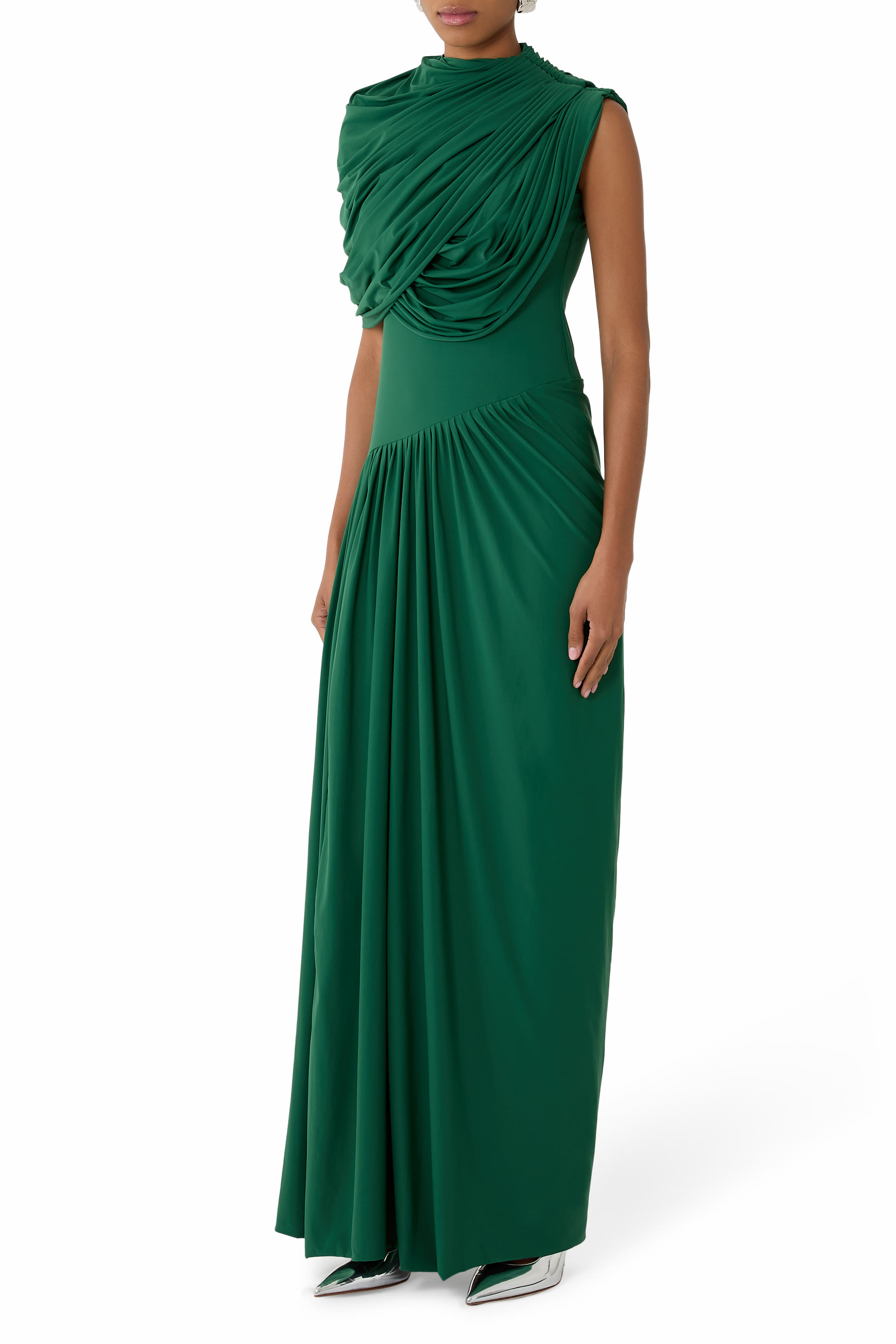 Bloom Asymmetric One-Shoulder Drape Gown
