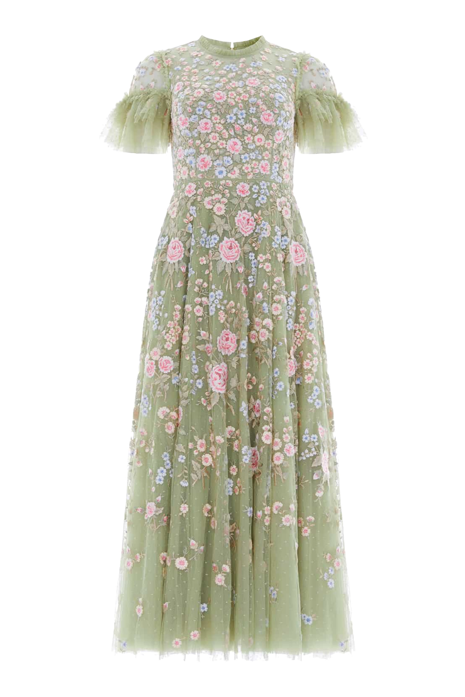 Antoinettes Floral Round Neck Ankle Gown