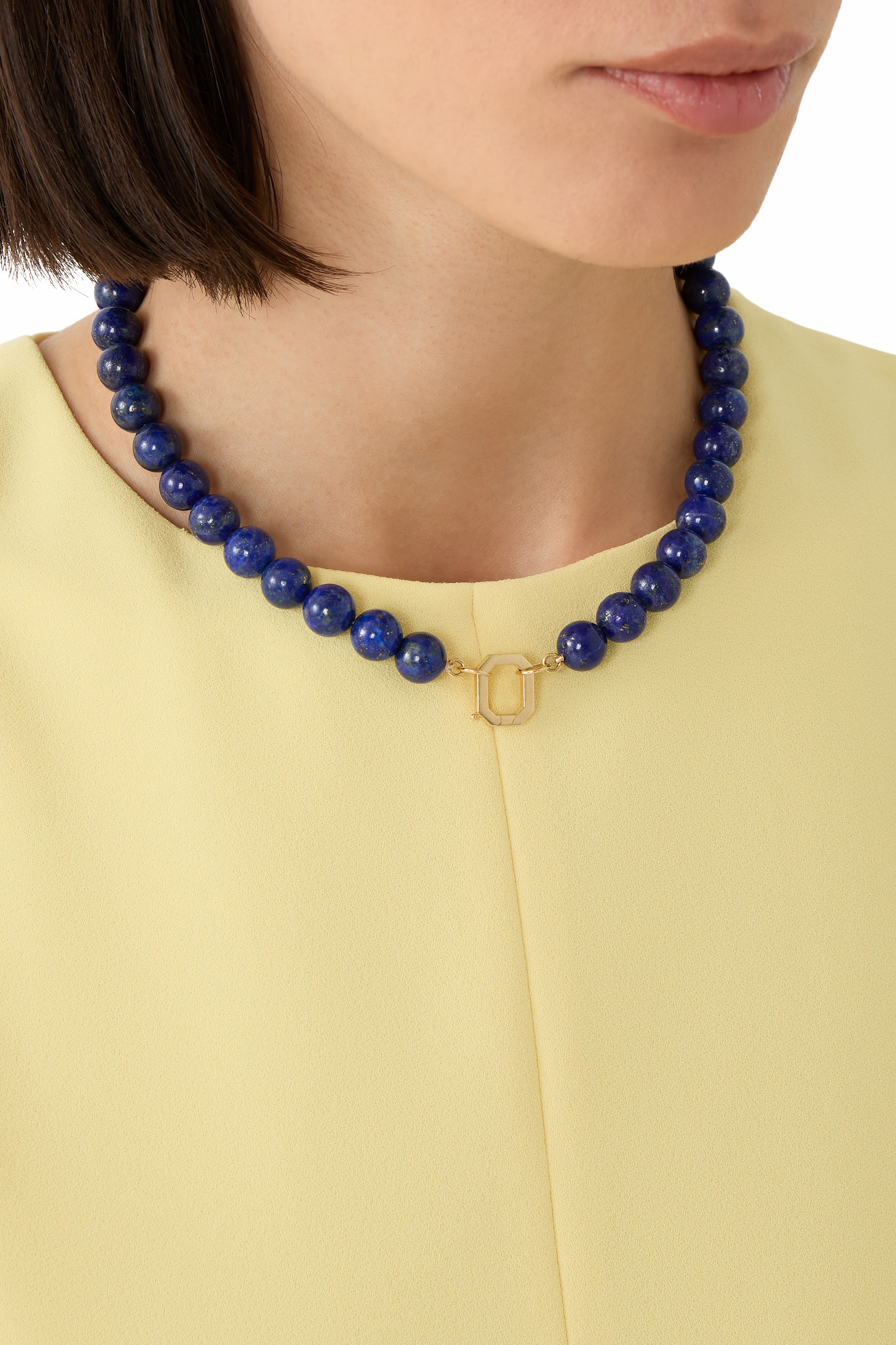  Lapis Beaded Necklace, 18K Yellow Gold