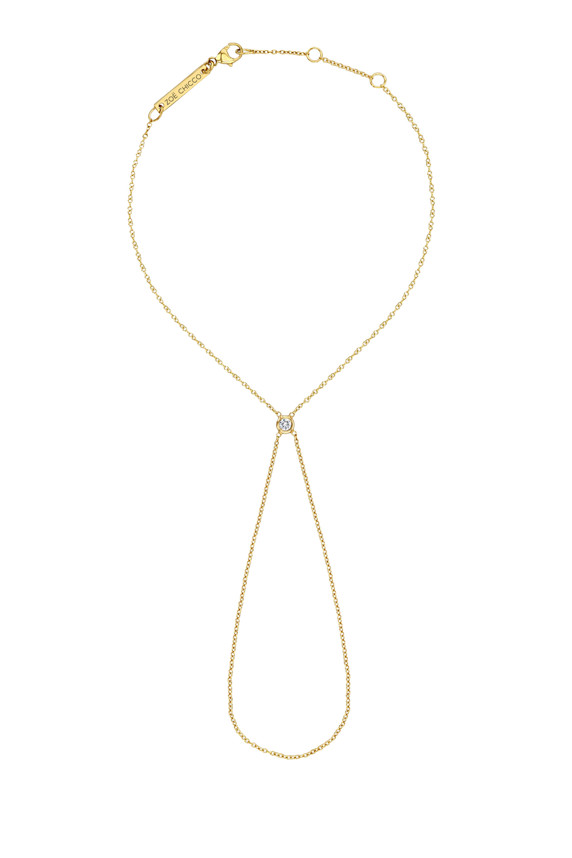 Floating Hand Chain, 14K Gold & Diamonds