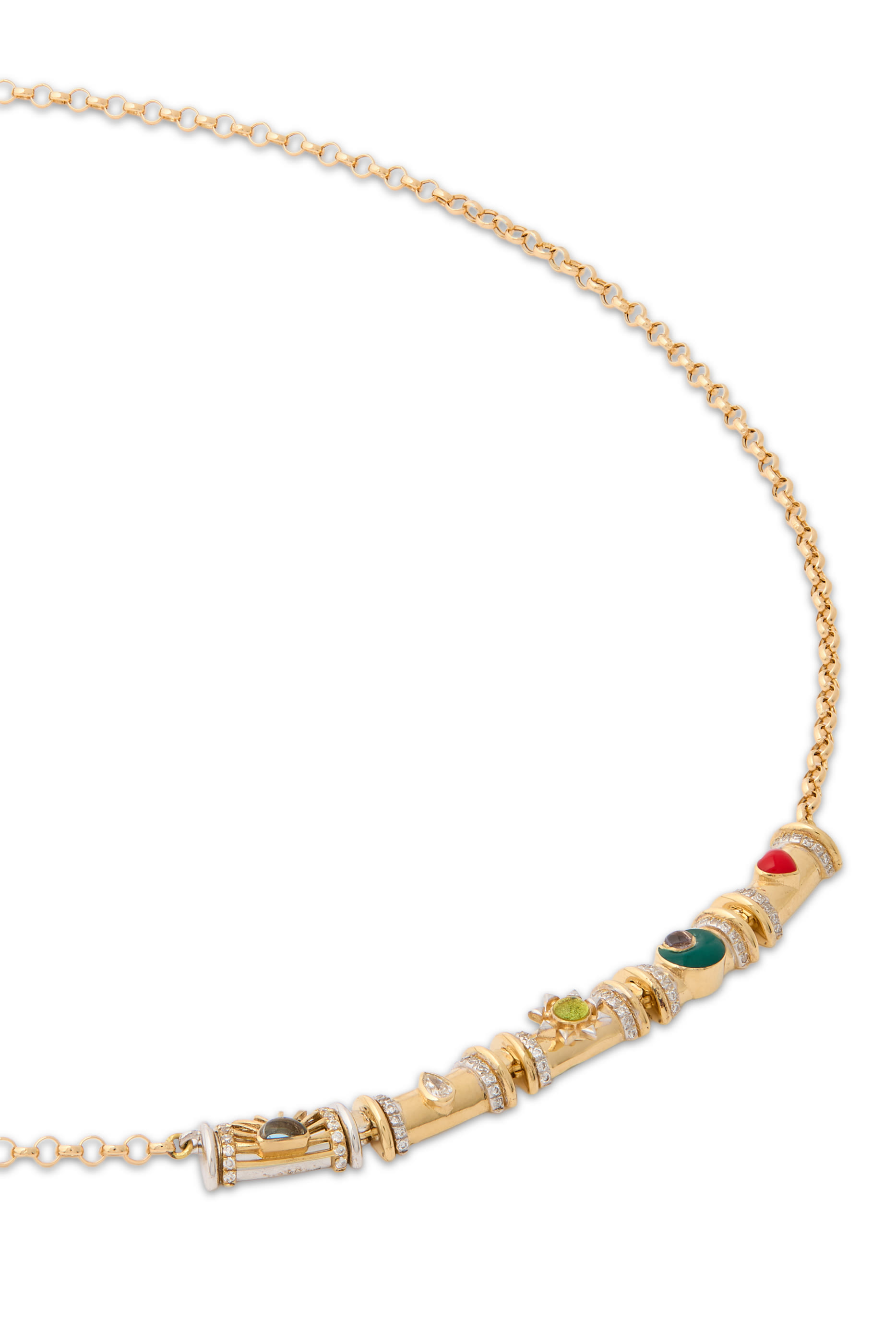 Milky Way Necklace, 18K Yellow Gold with Precious Stones