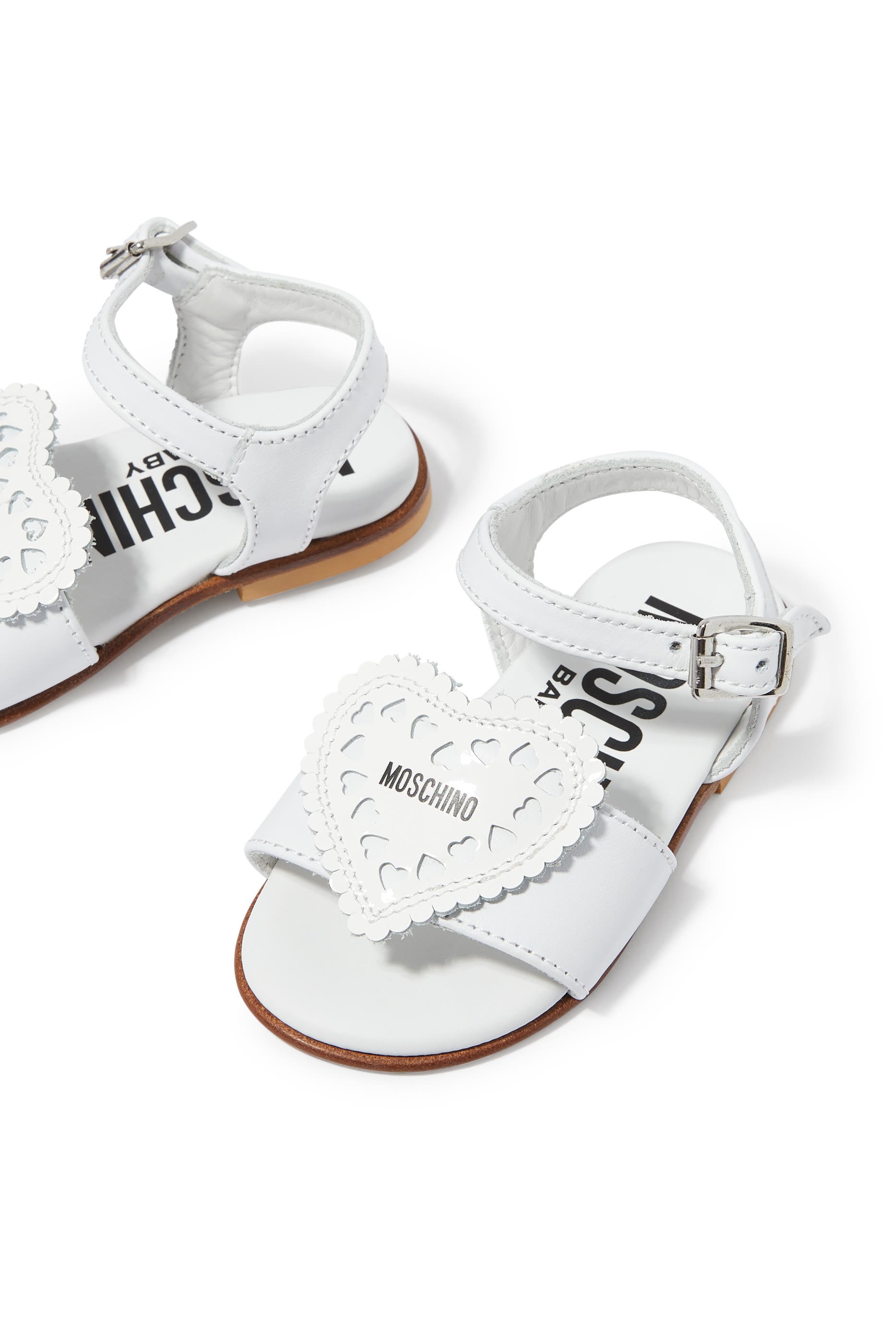 Kids Heart Logo Leather Sandals