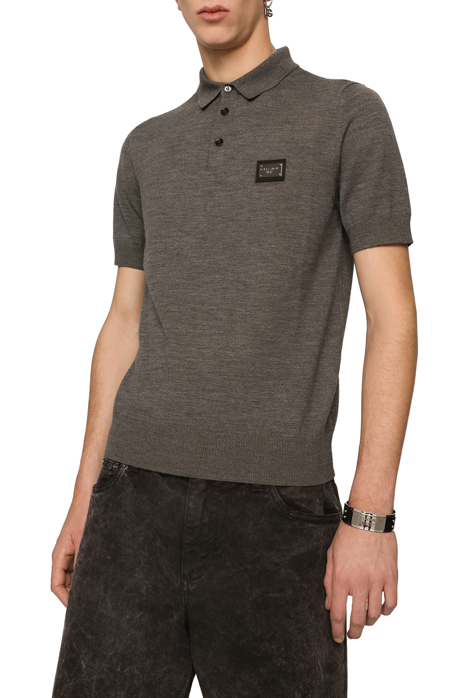  Wool Polo-Shirt with Branded Tag