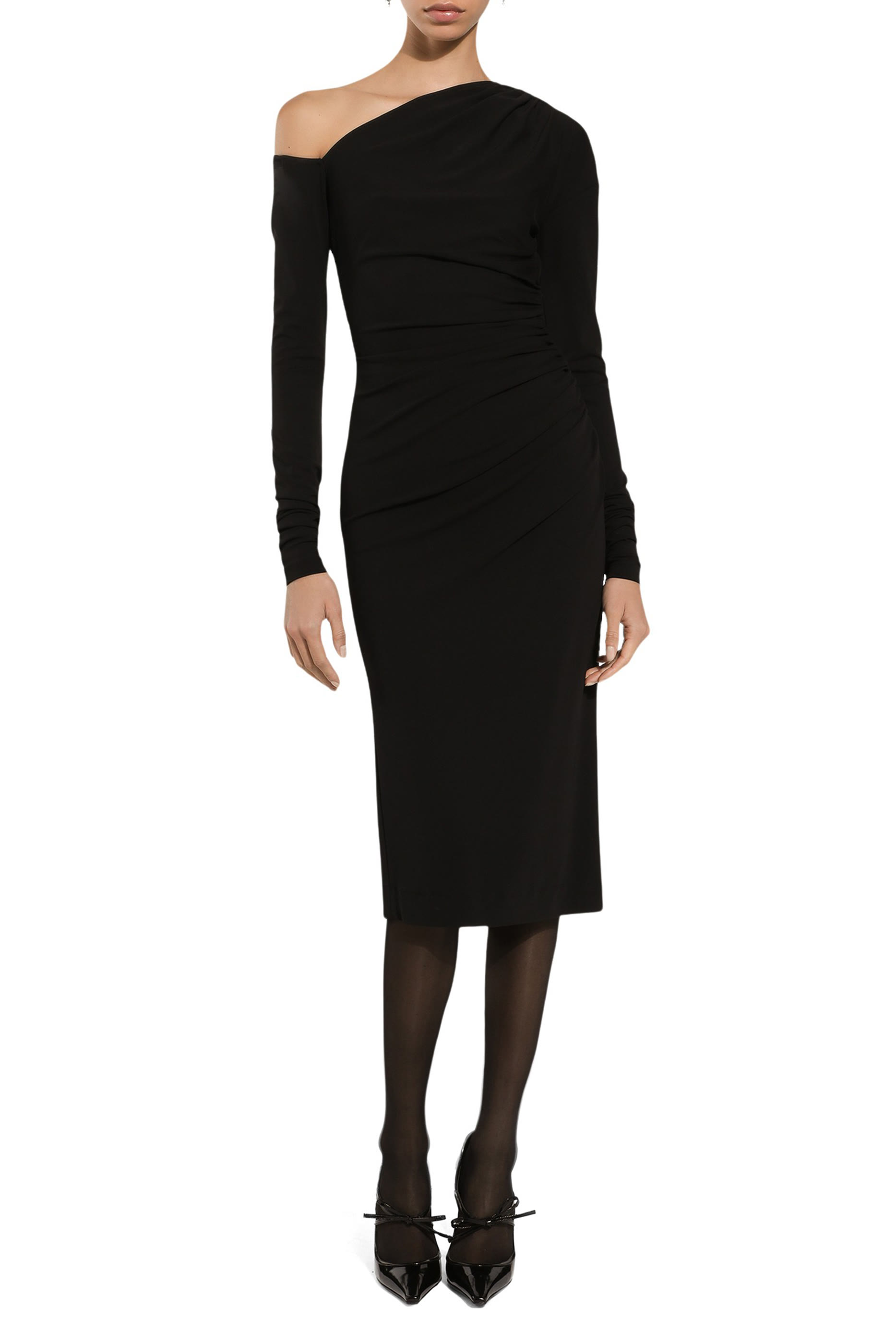  One-Shoulder Calf-Length Dress