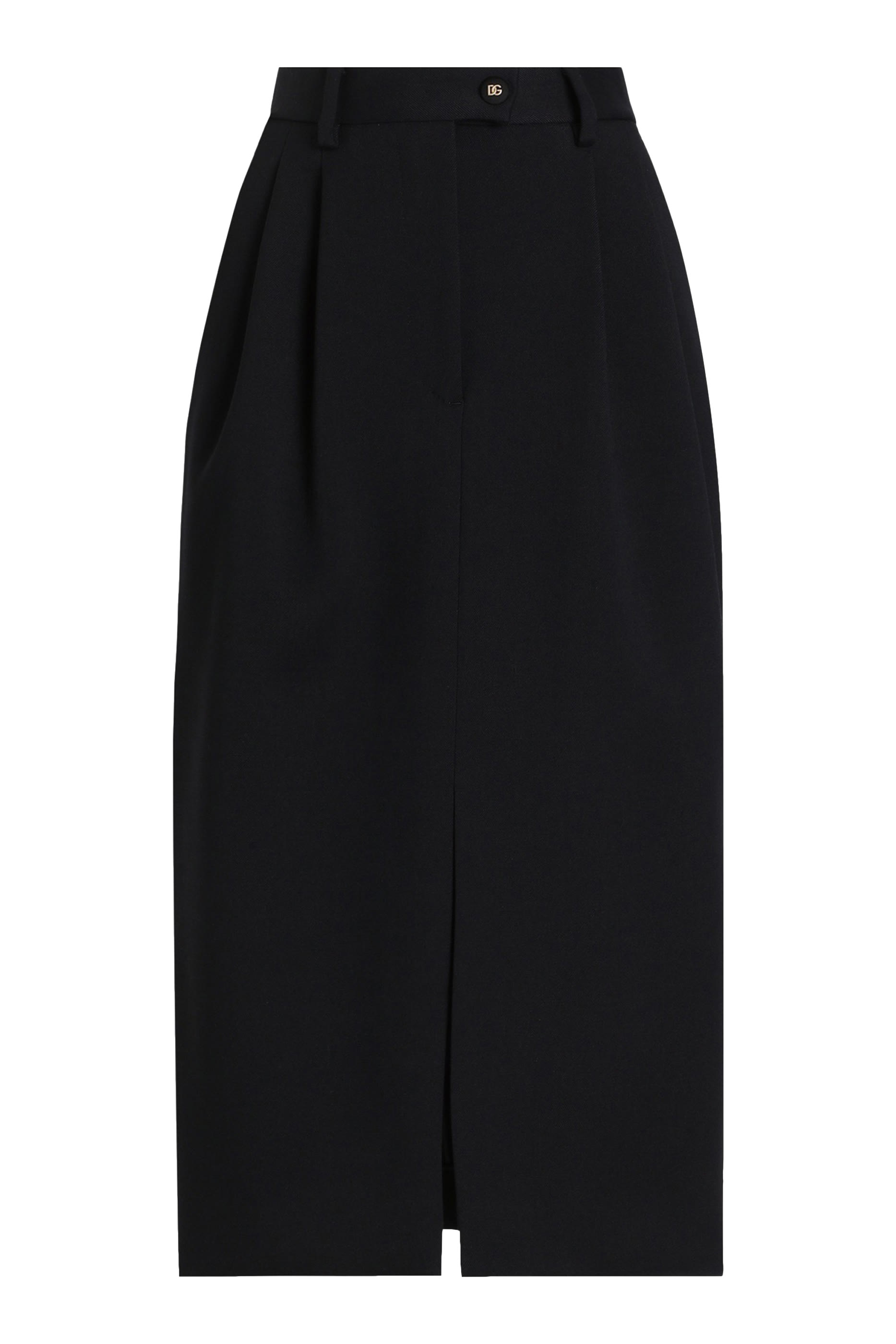 Wool Calf-Length Pencil Skirt