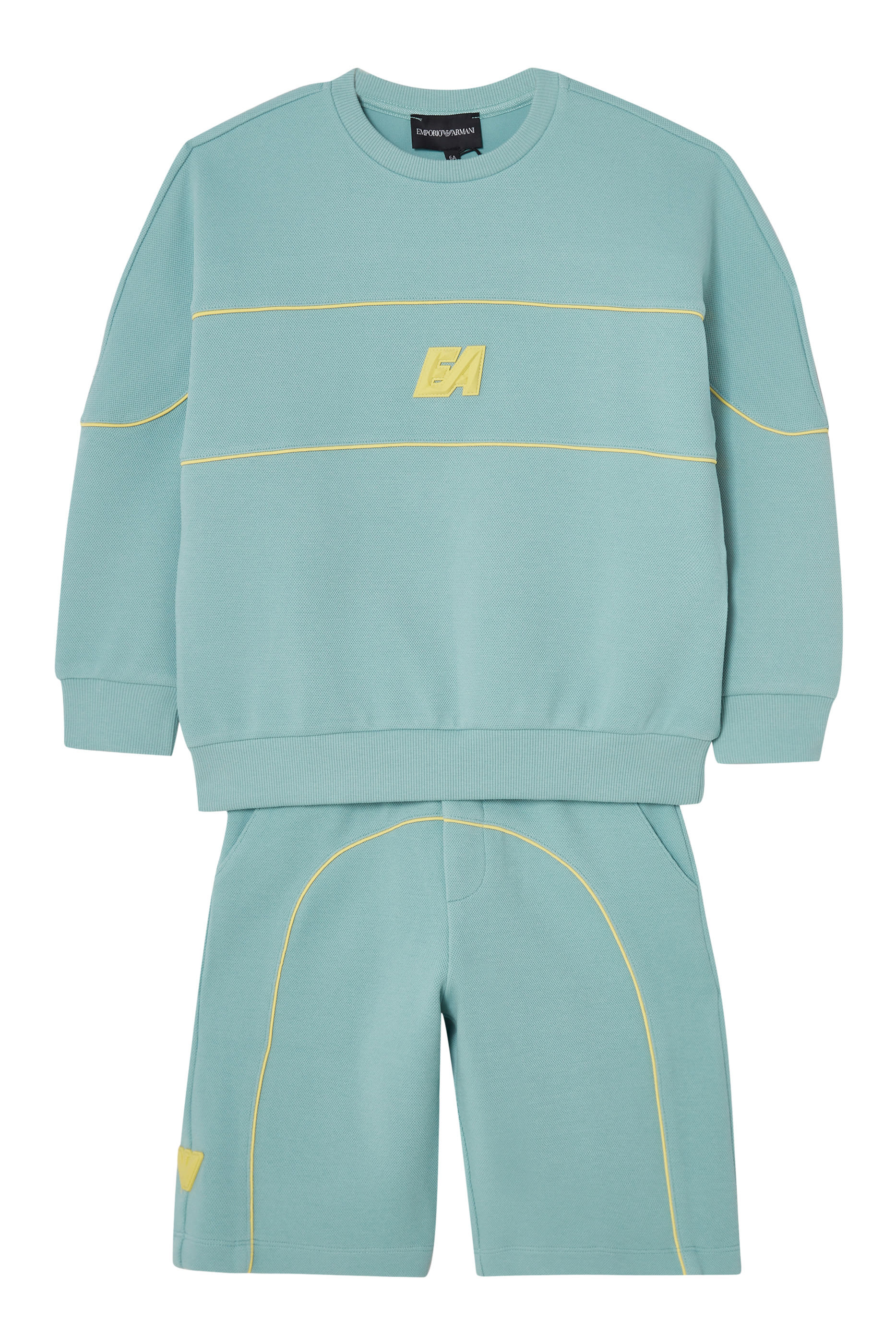 Kids Logo & Piping Double-Jersey Piqu&eacute; Bermuda Shorts