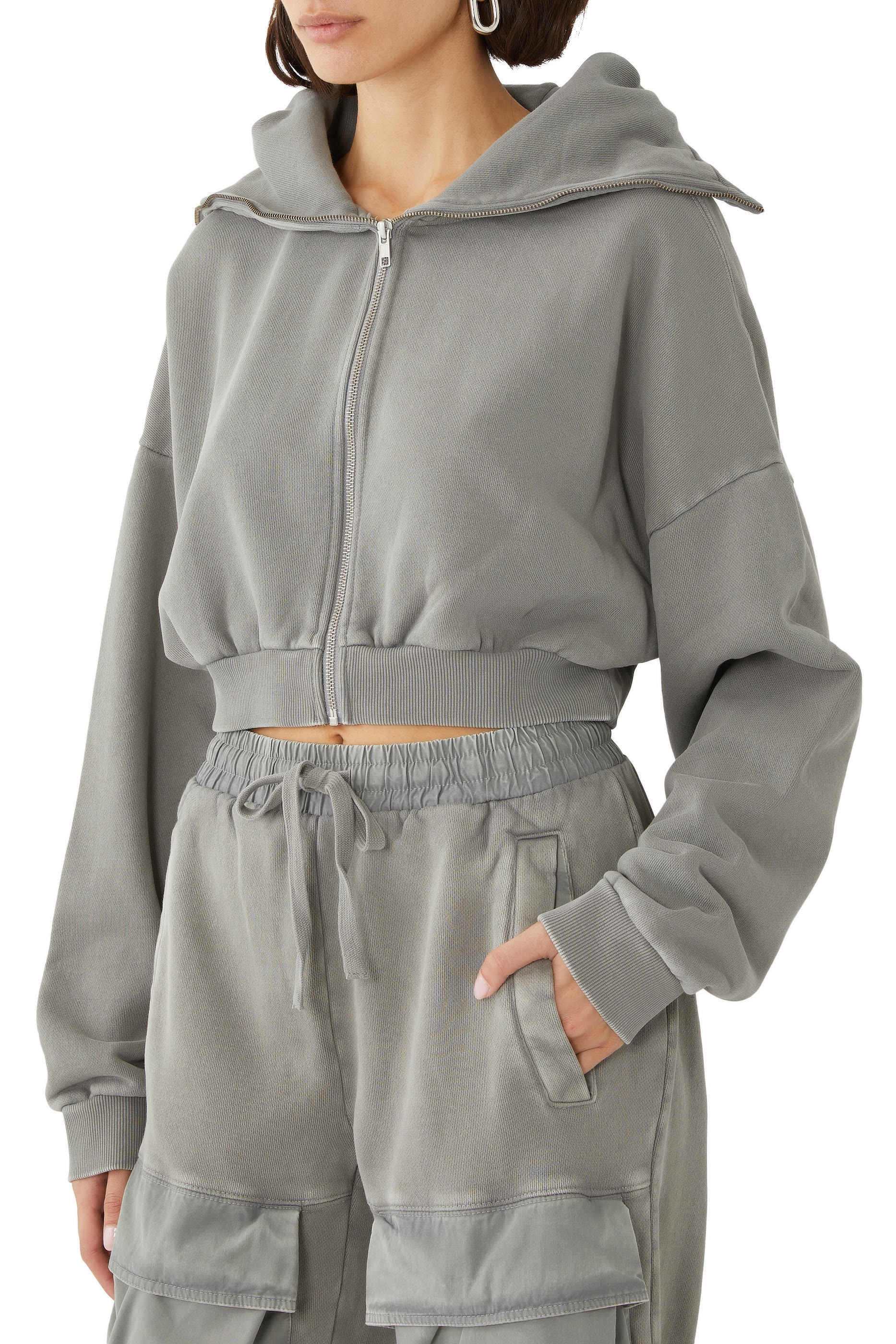 Cropped Full Zip Sweatshirt