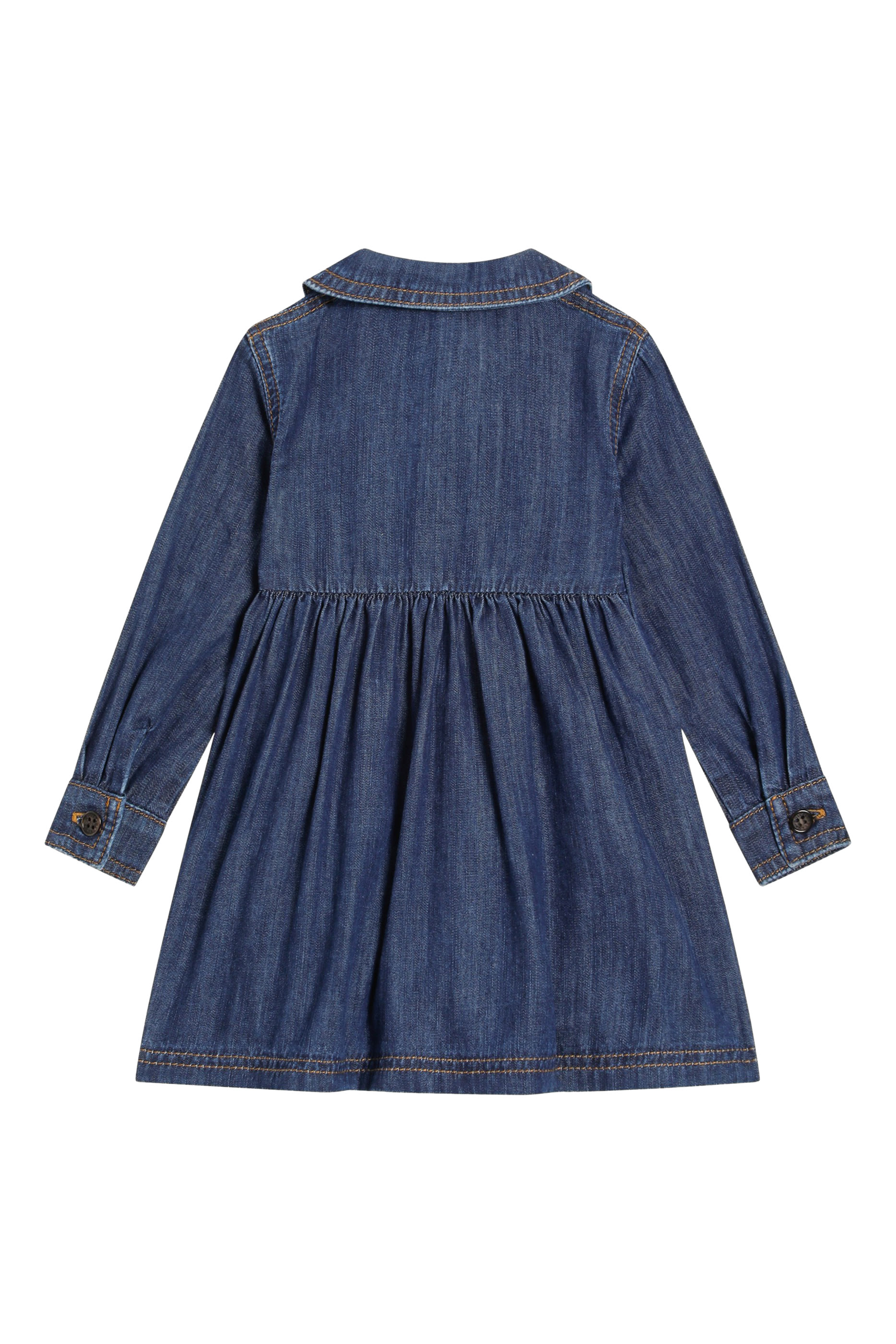 Kids  Long-Sleeved Denim Dress with Patch