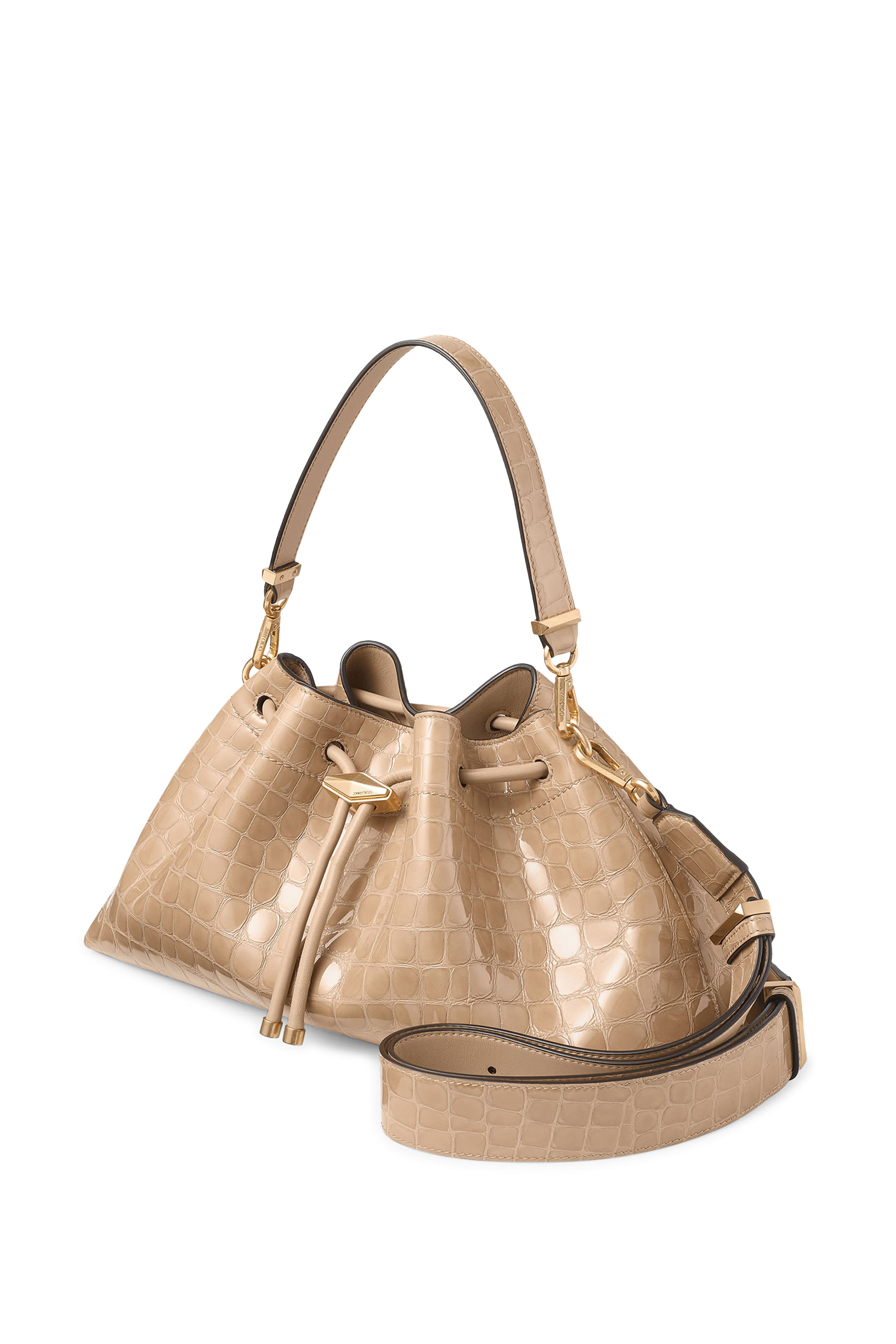 Cinch Croc-Embossed Medium Leather Bag