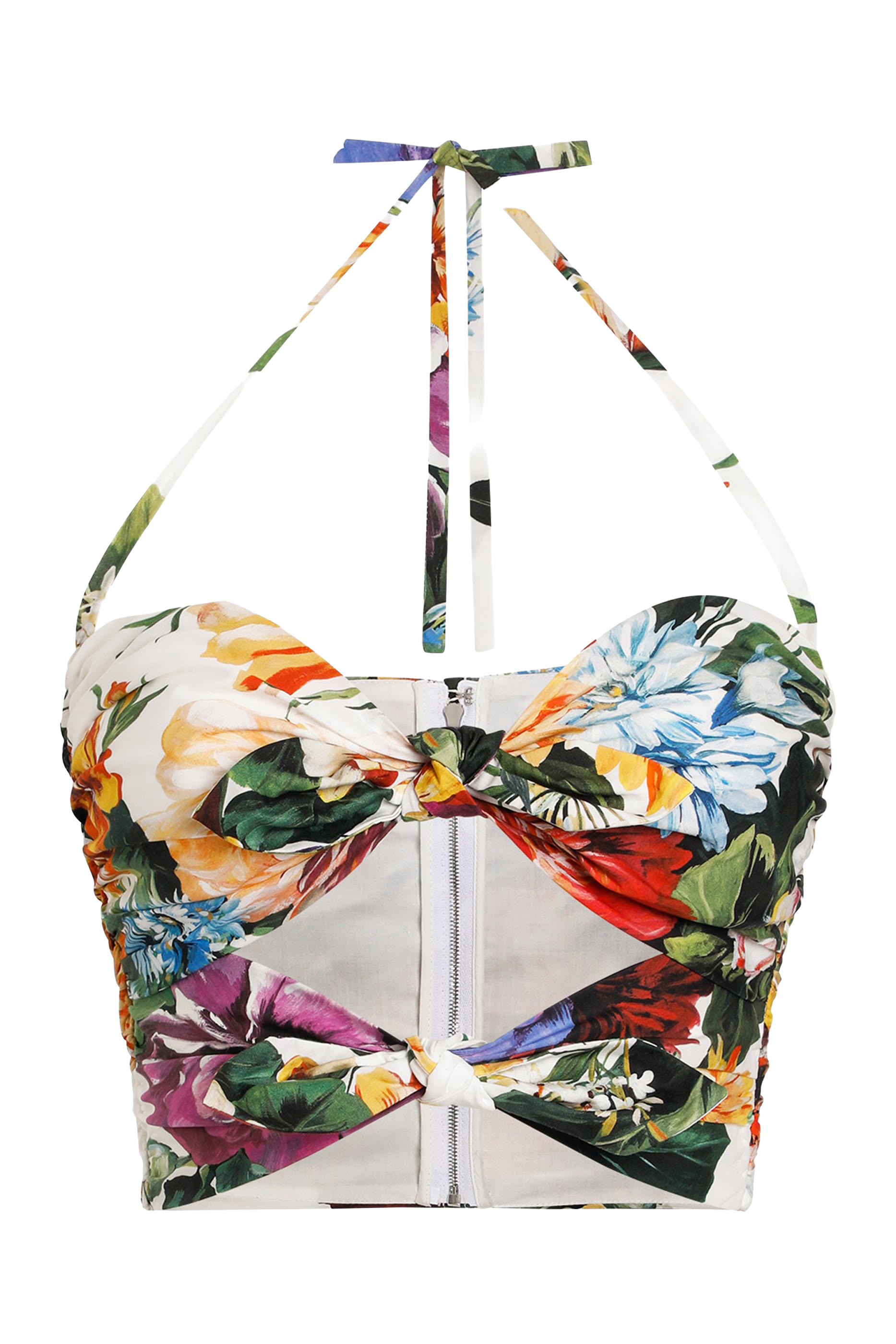 Flower Bouquet-Print Poplin Top