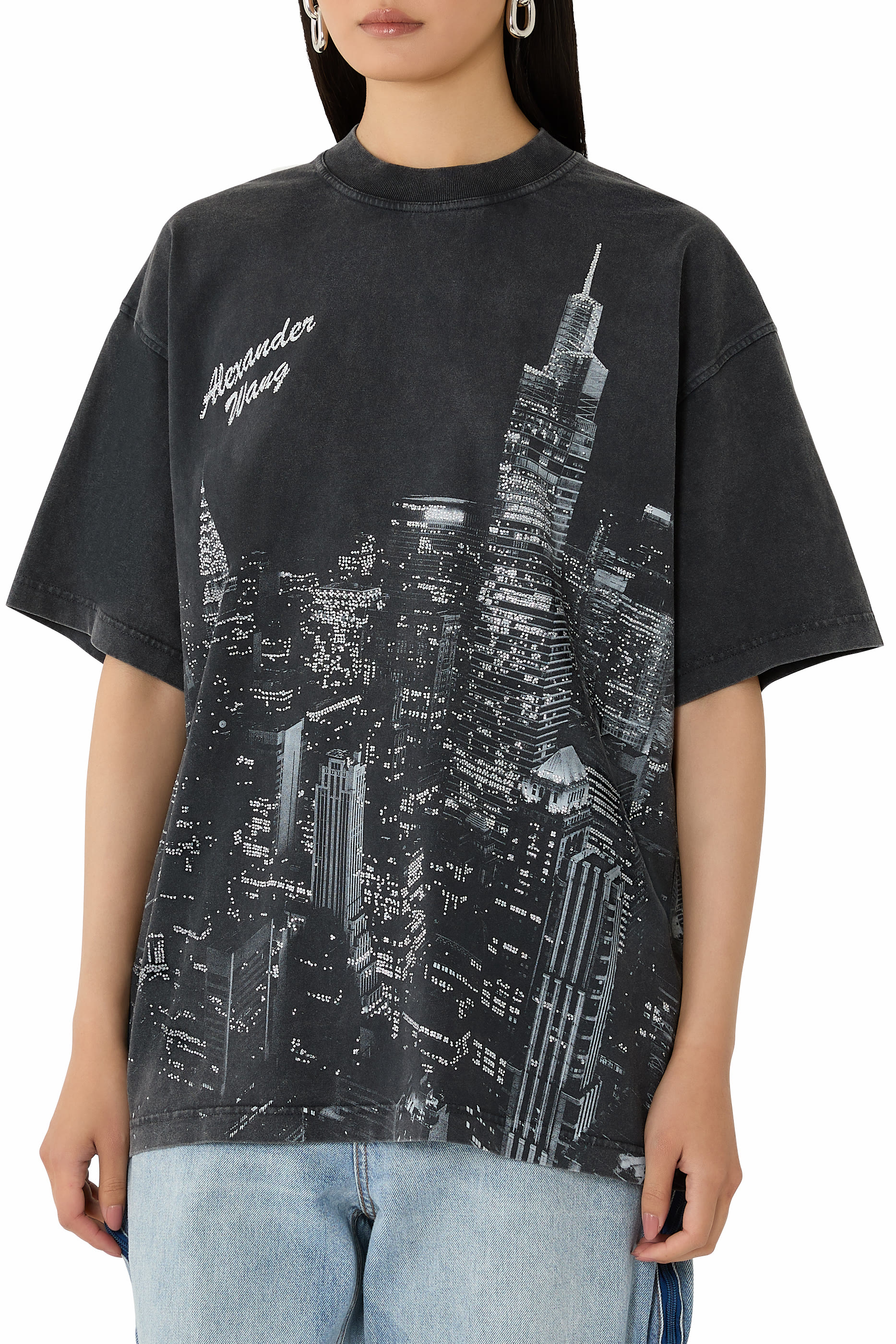 NY Skyline Crystal Hotfix T-Shirt