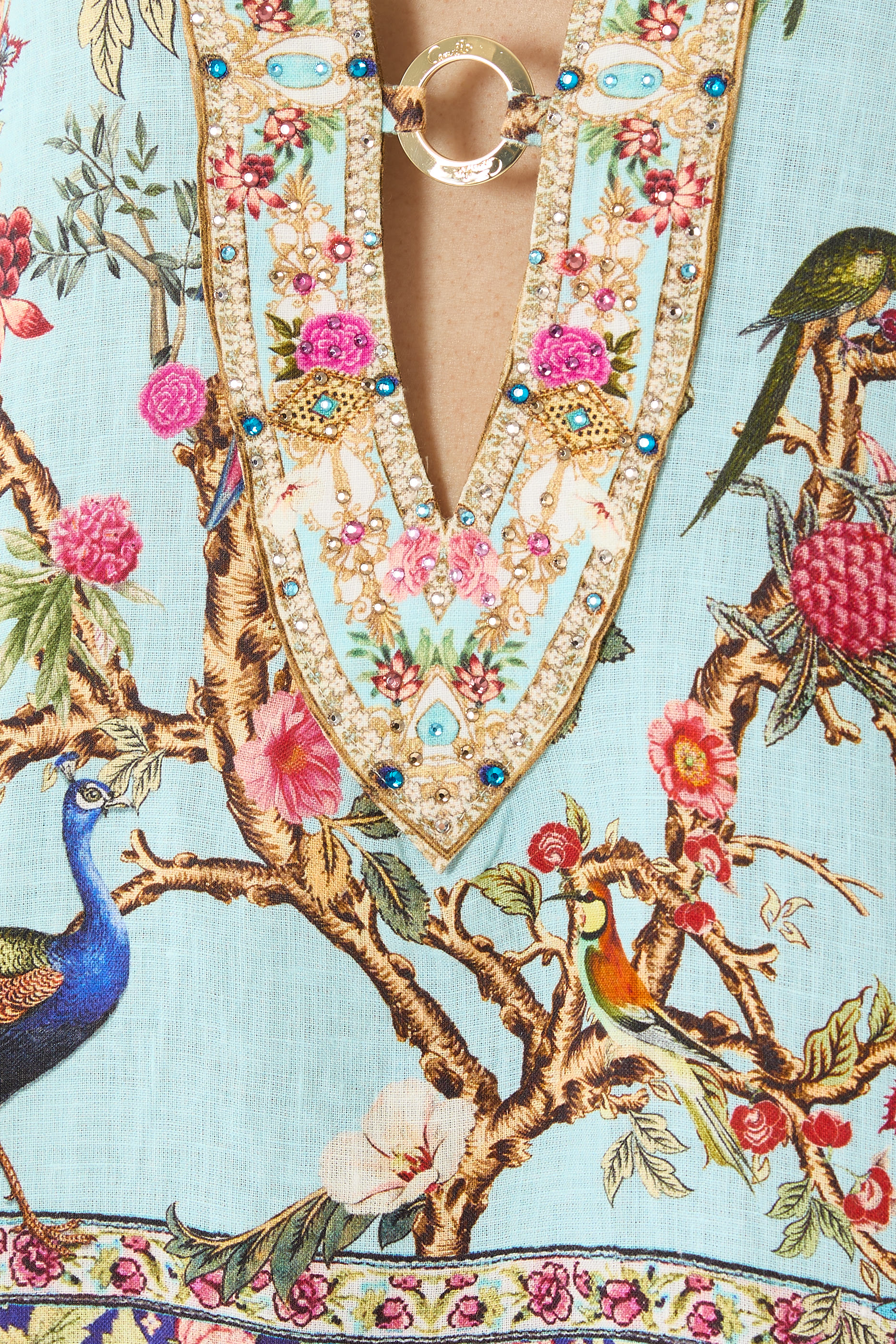 Deep V-Neck Hardware Short Kaftan