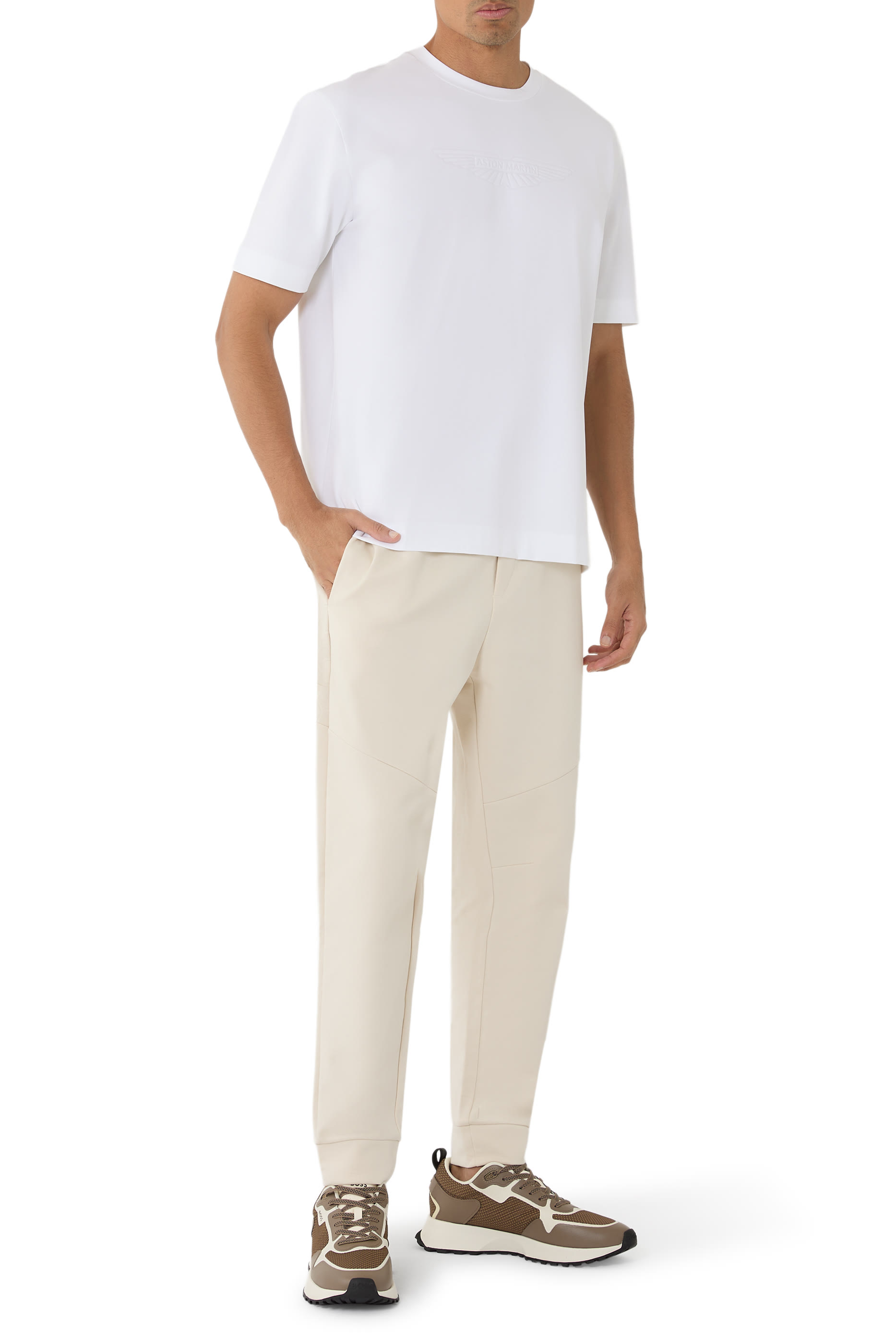 Mixed-Material Trainers with Mesh Details and Branding