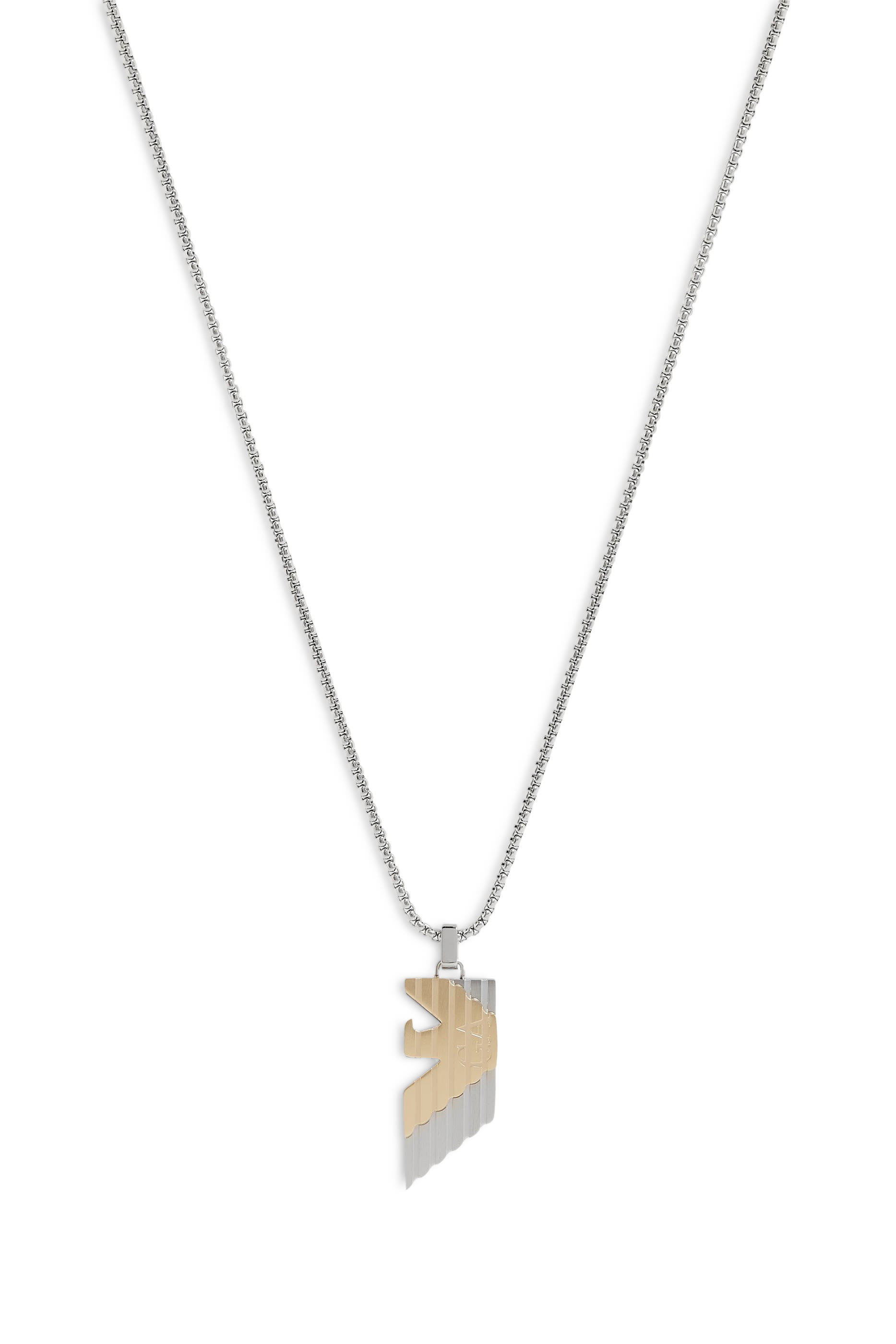 Two-Tone Stainless Steel Pendant Necklace