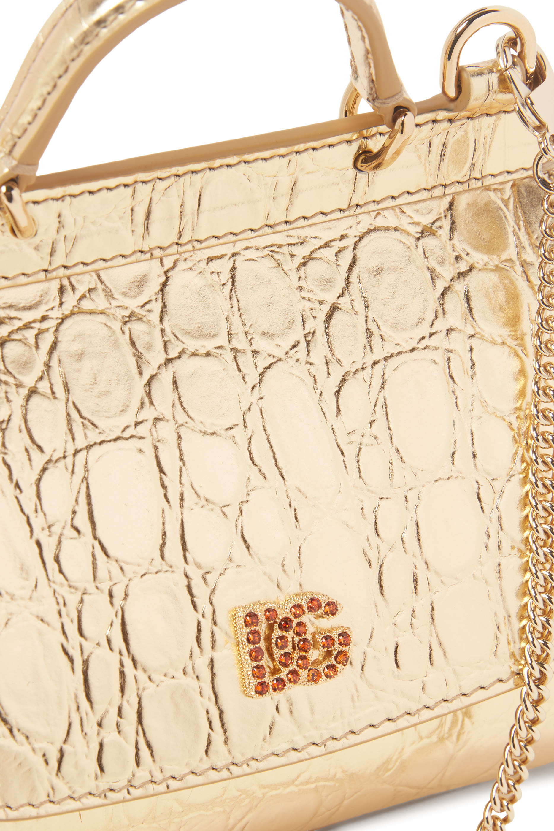 Kids Calfskin Sicily Crossbody Bag with Crocodile Print