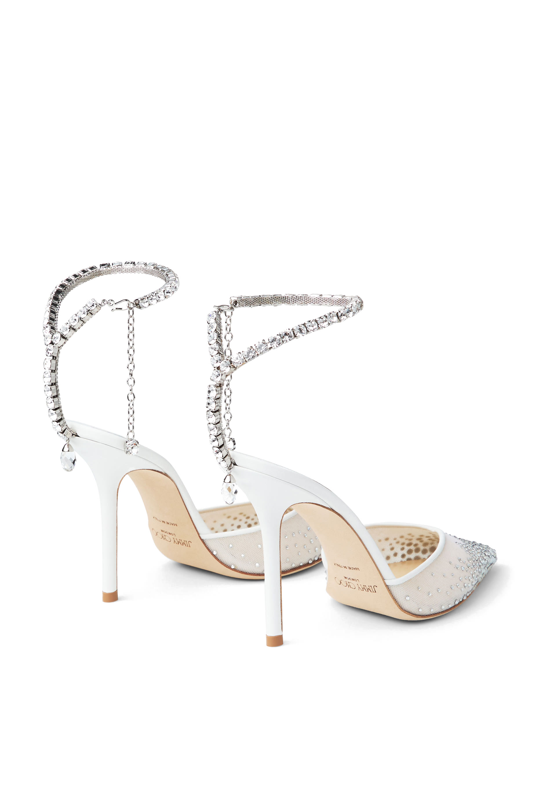 Saeda 100 Satin Pumps with Crystal Embellishment