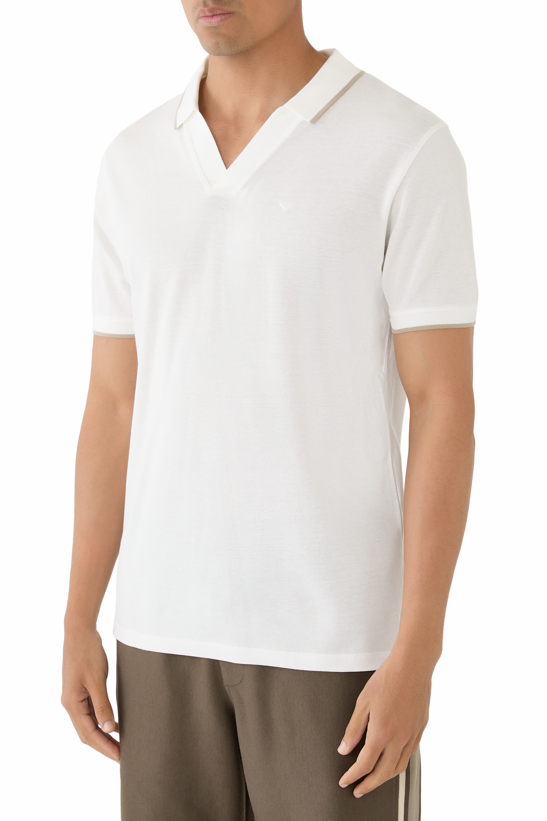 Micro Eagle Logo V-Neck Polo Shirt