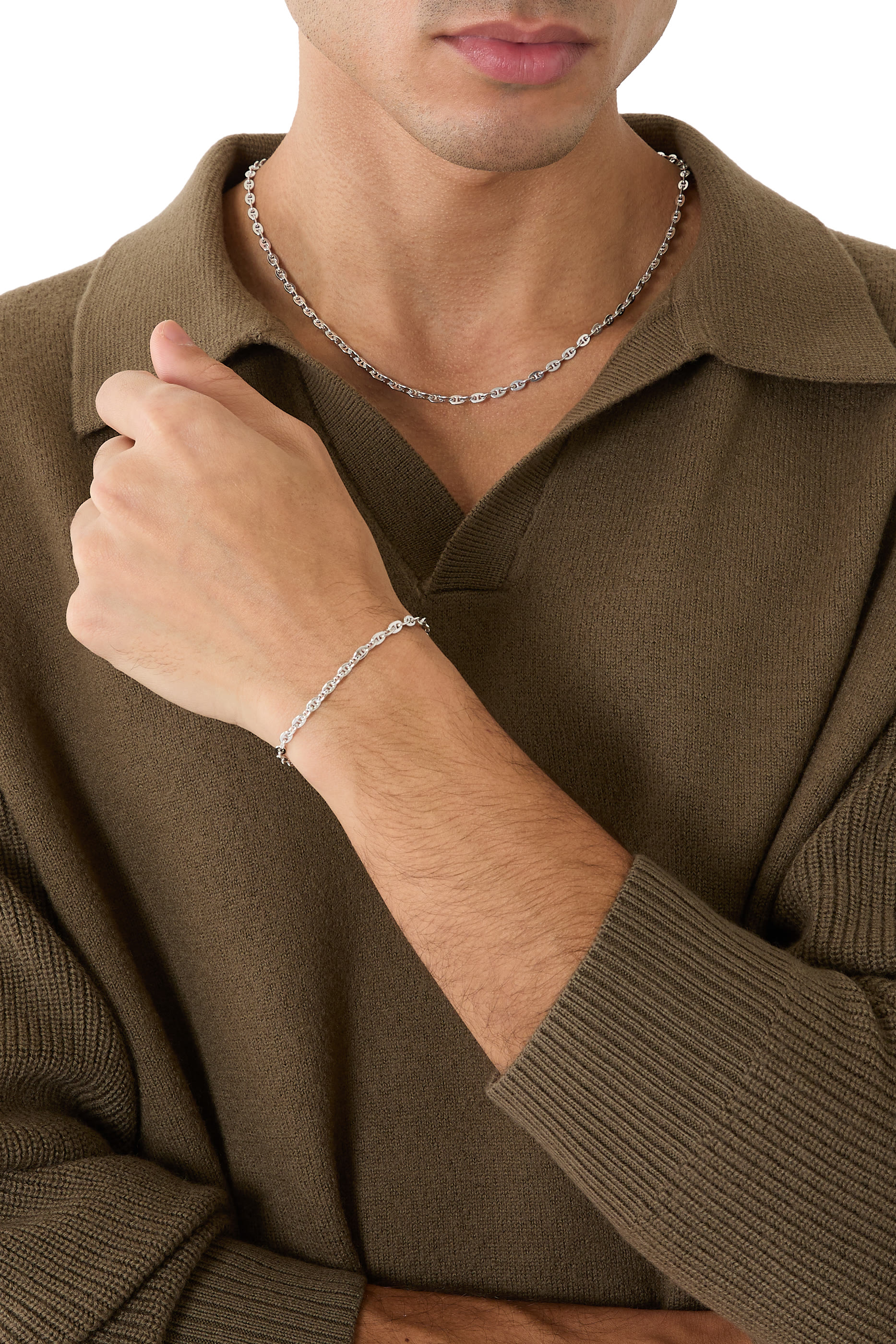 Sven Chain Bracelet, Rhodium Plated Sterling Silver