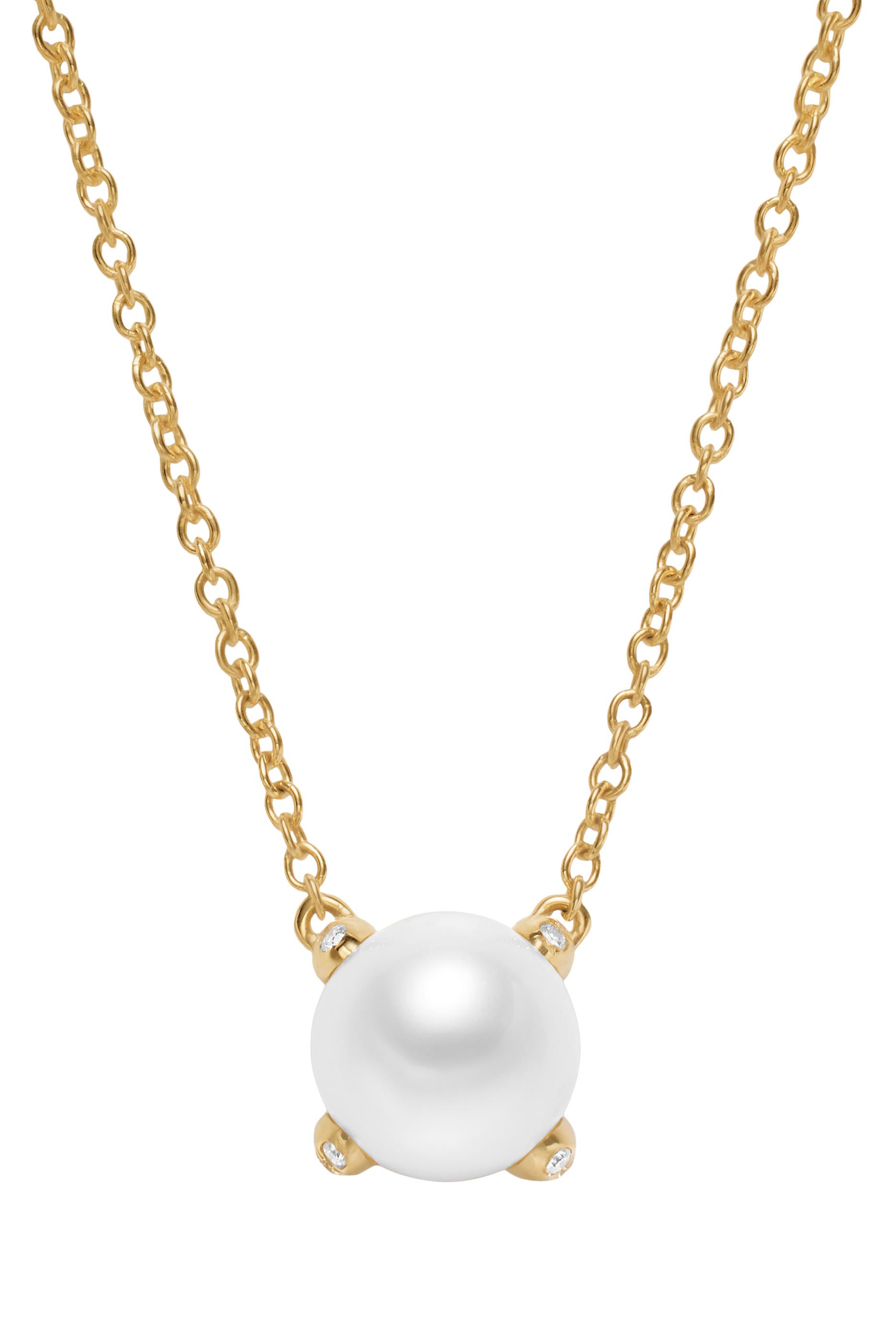 Pearl Classics Necklace, 18k Yellow Gold & Pearl, Diamonds