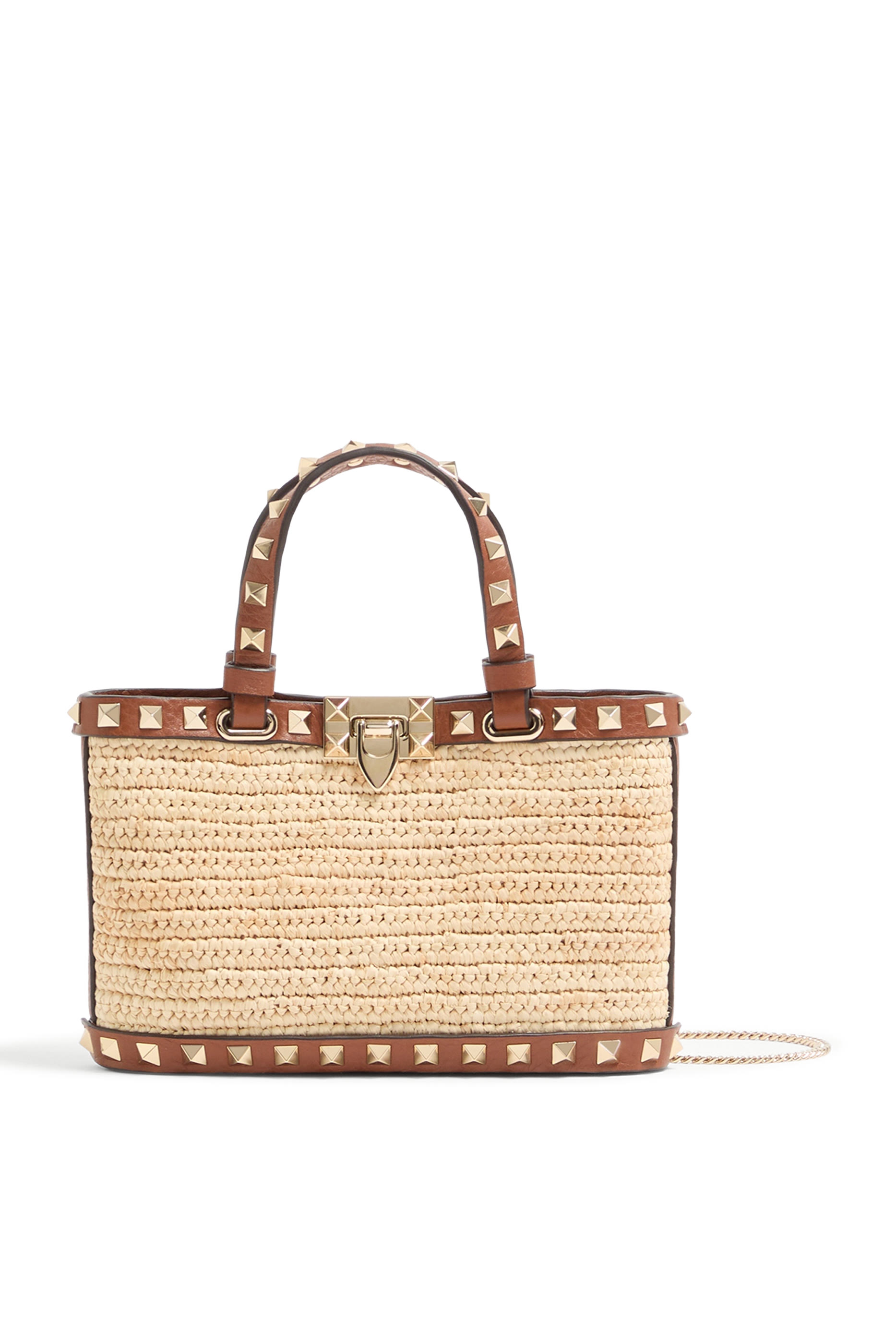 Rockstud Raffia Mini Shopping Bag