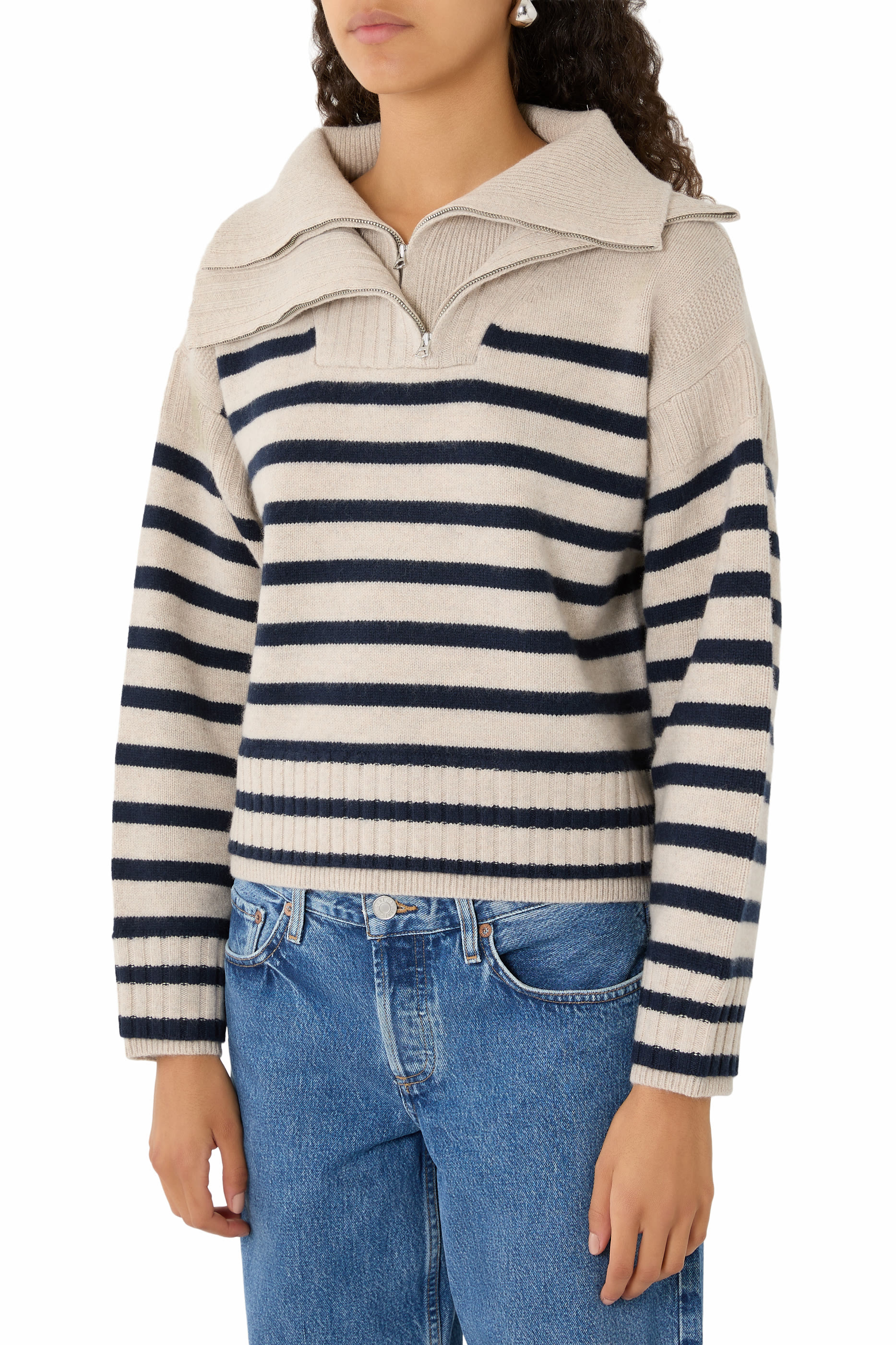  Ilaria Stripe Half-Zip Sweater 