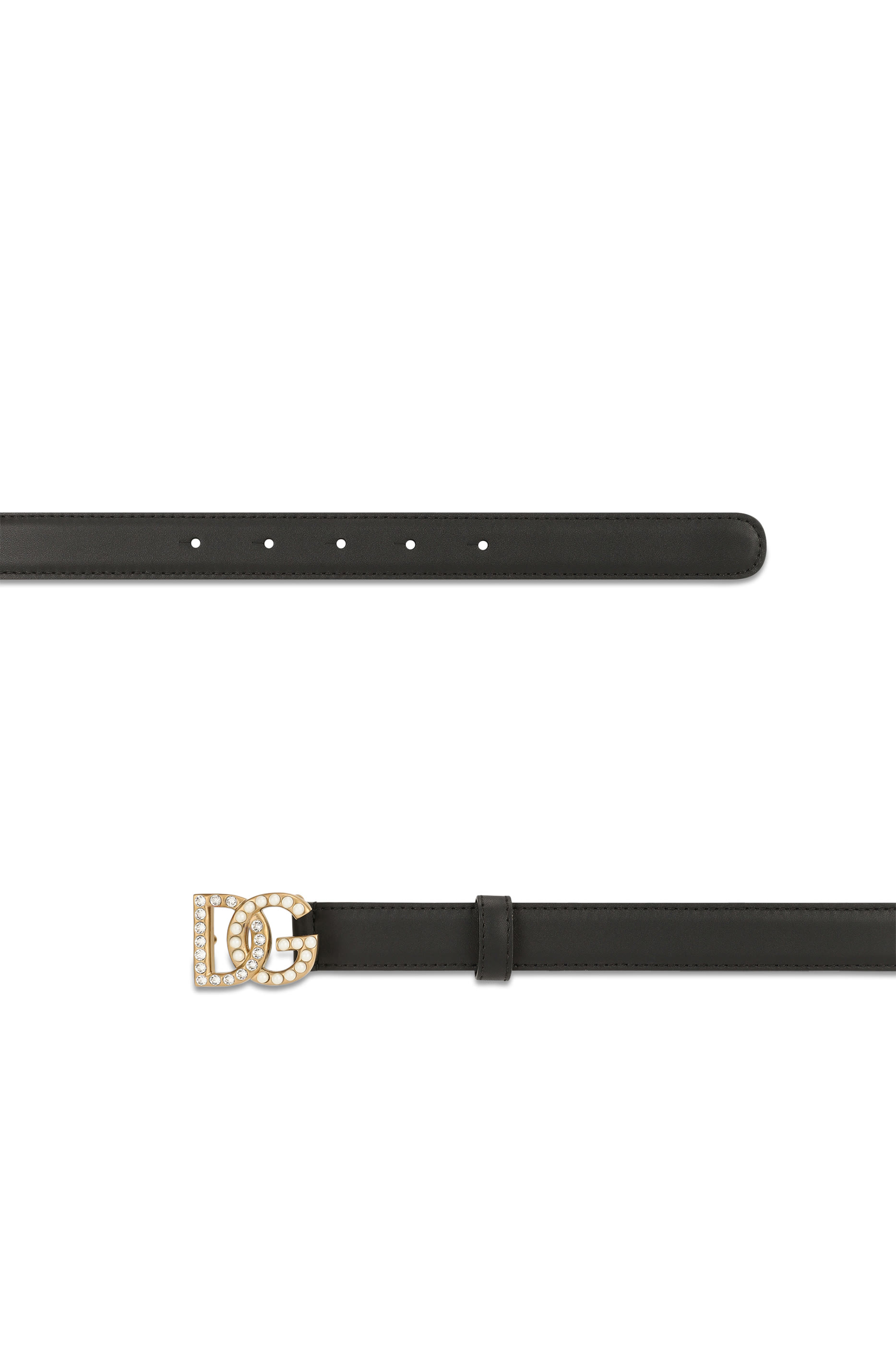 DG Logo Embellished Leather Belt