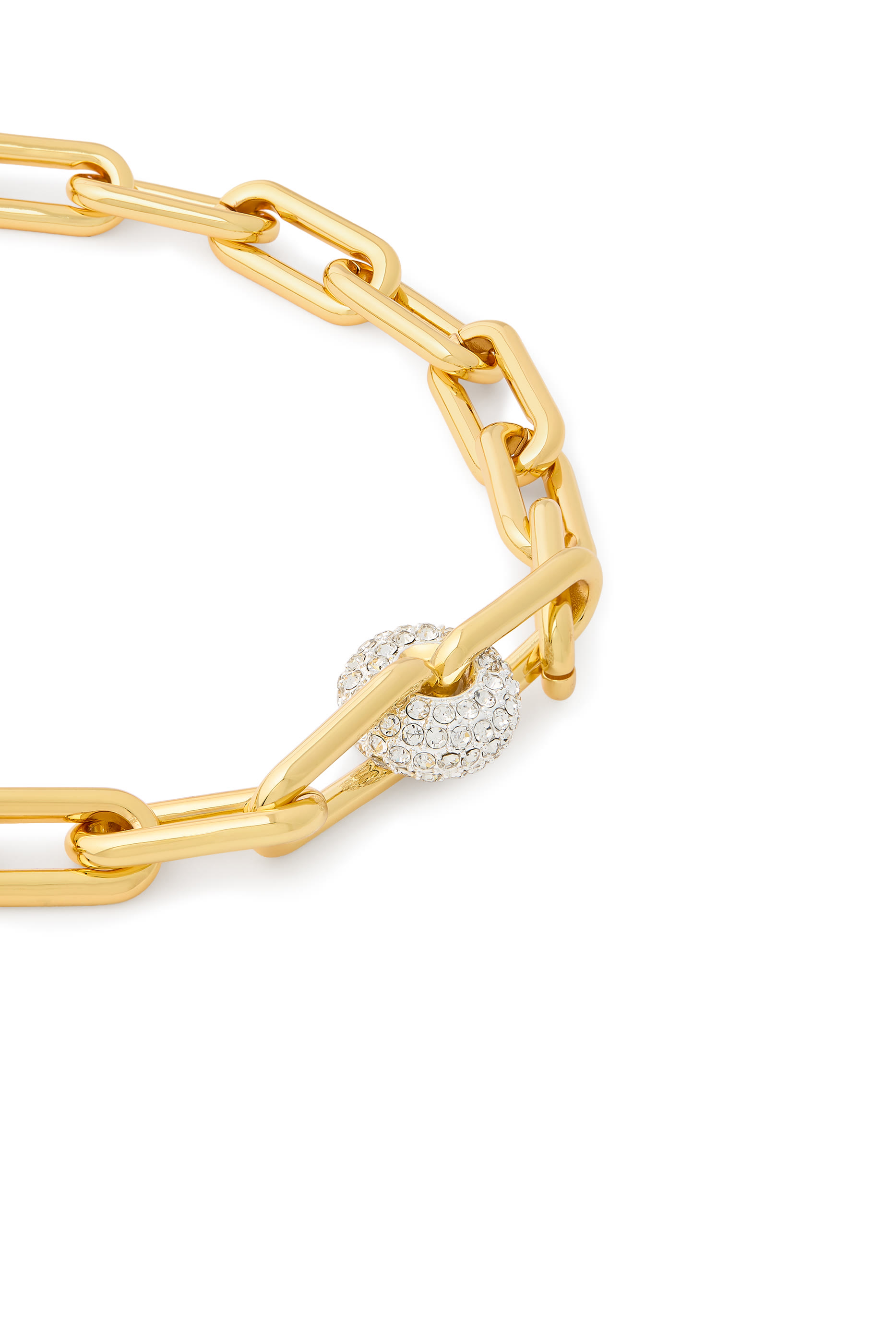 Gold Chain with Ball Pendant, 24K Gold Plated & Crystals